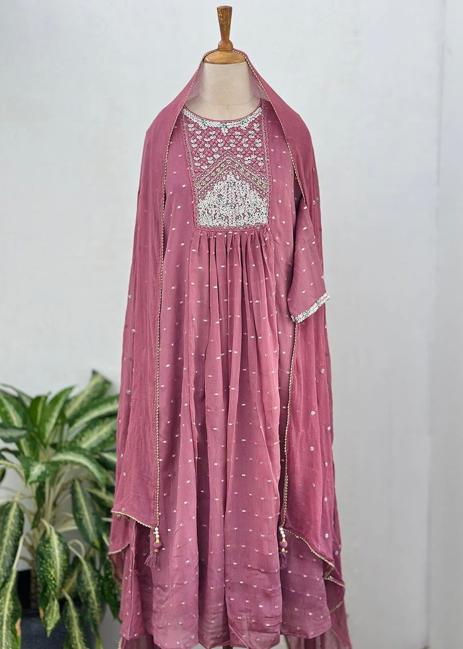 “HANIYA” Party wear Tissue silk anarkali suit set