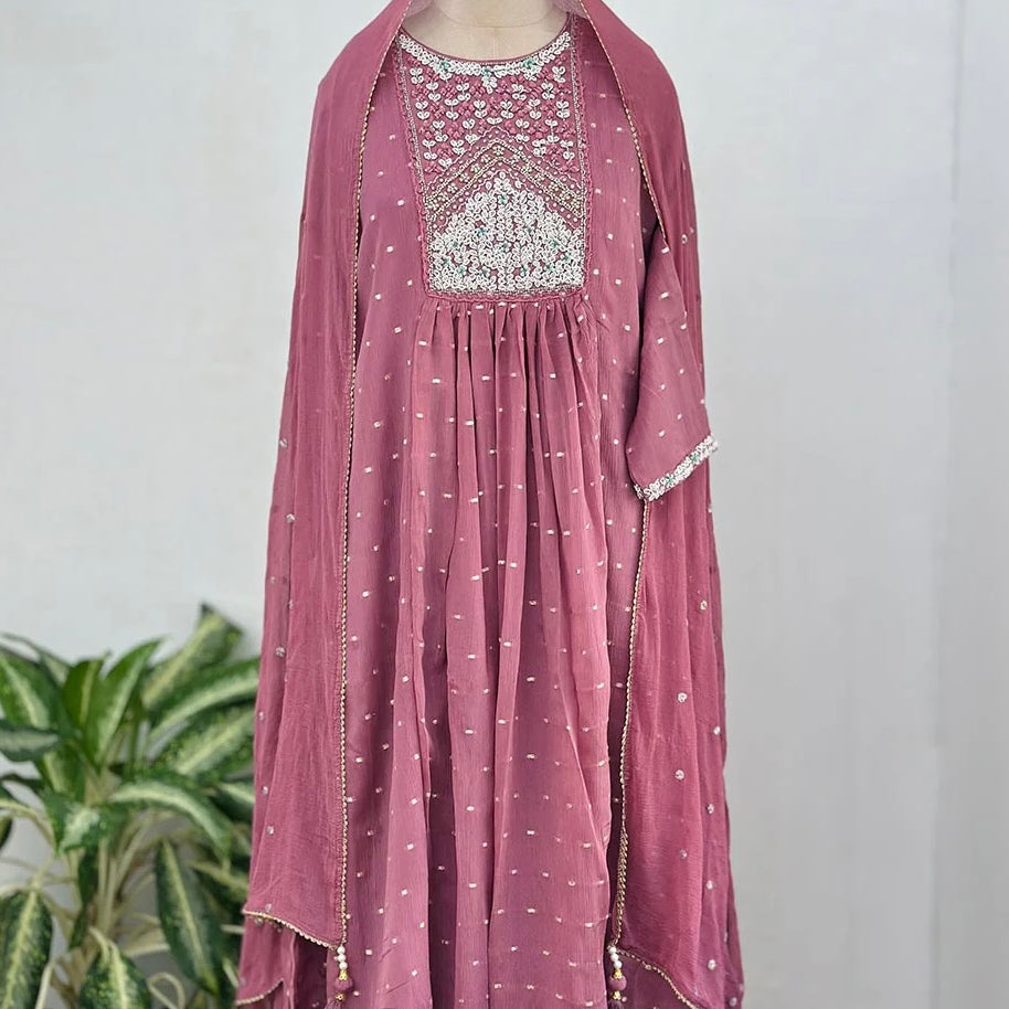 “HANIYA” Party wear Tissue silk anarkali suit set