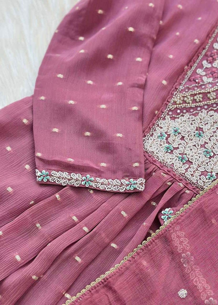 “HANIYA” Party wear Tissue silk anarkali suit set