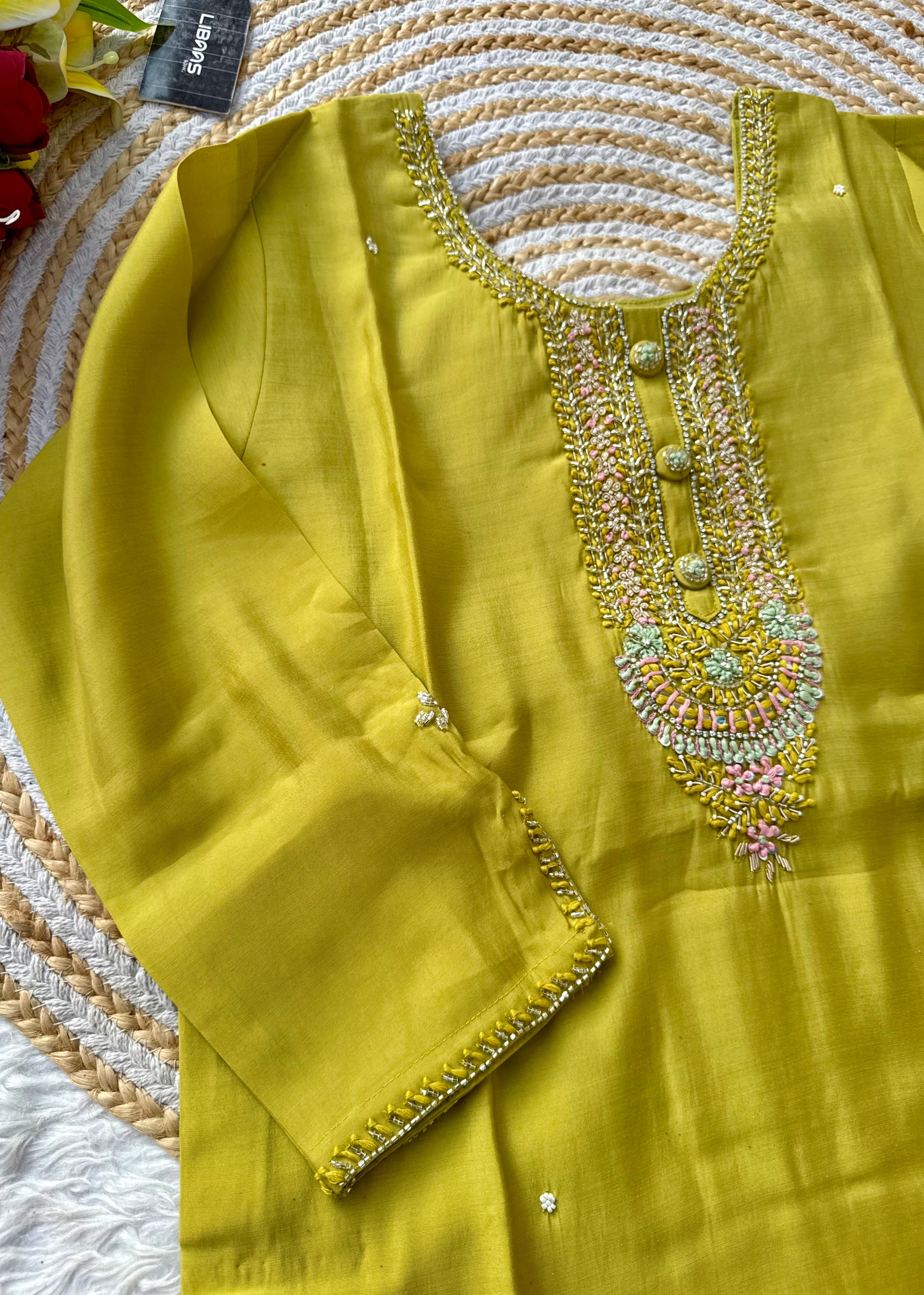 “NADIA” Premium roman silk handcrafted kurti set