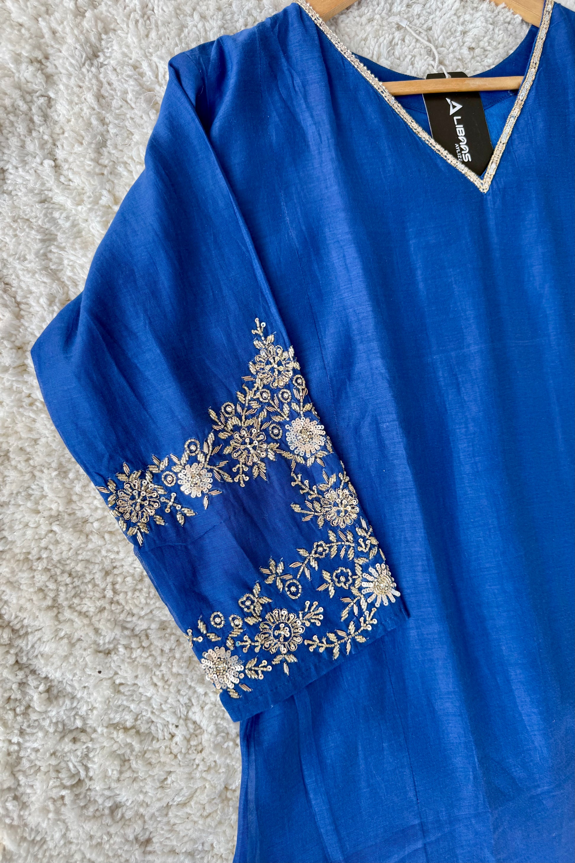 💙”Magic- Party Wear Royal Blue Mul Chanderi A Line Suit set 🛍️