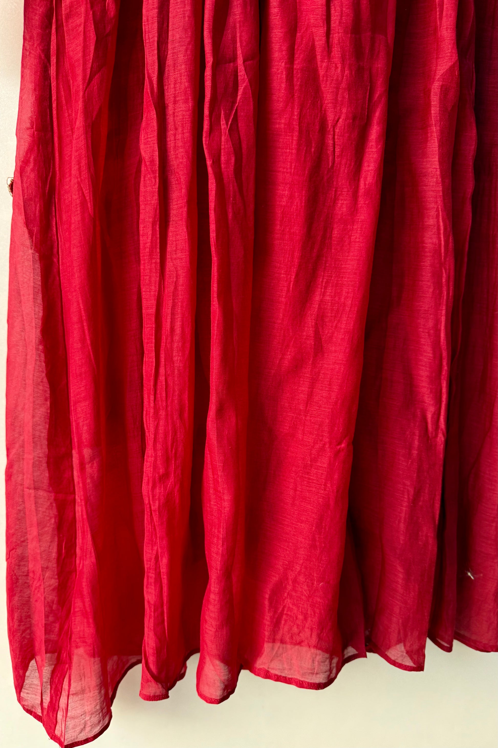 “Anya” Beautiful Red Mul Chanderi Anarkali Kurta set