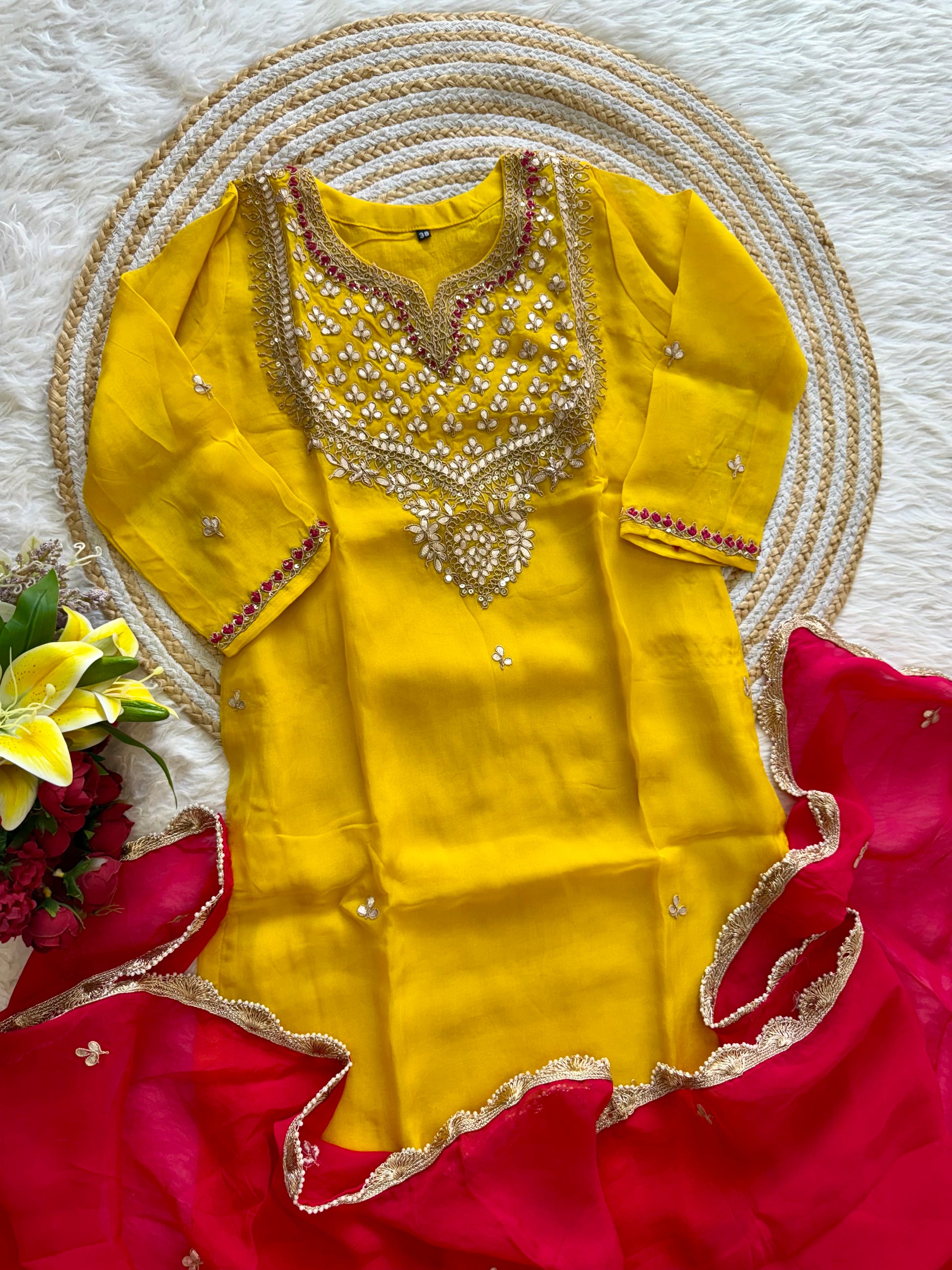 "SAHAL" Beautiful Gota Patti and sequence heavy work set