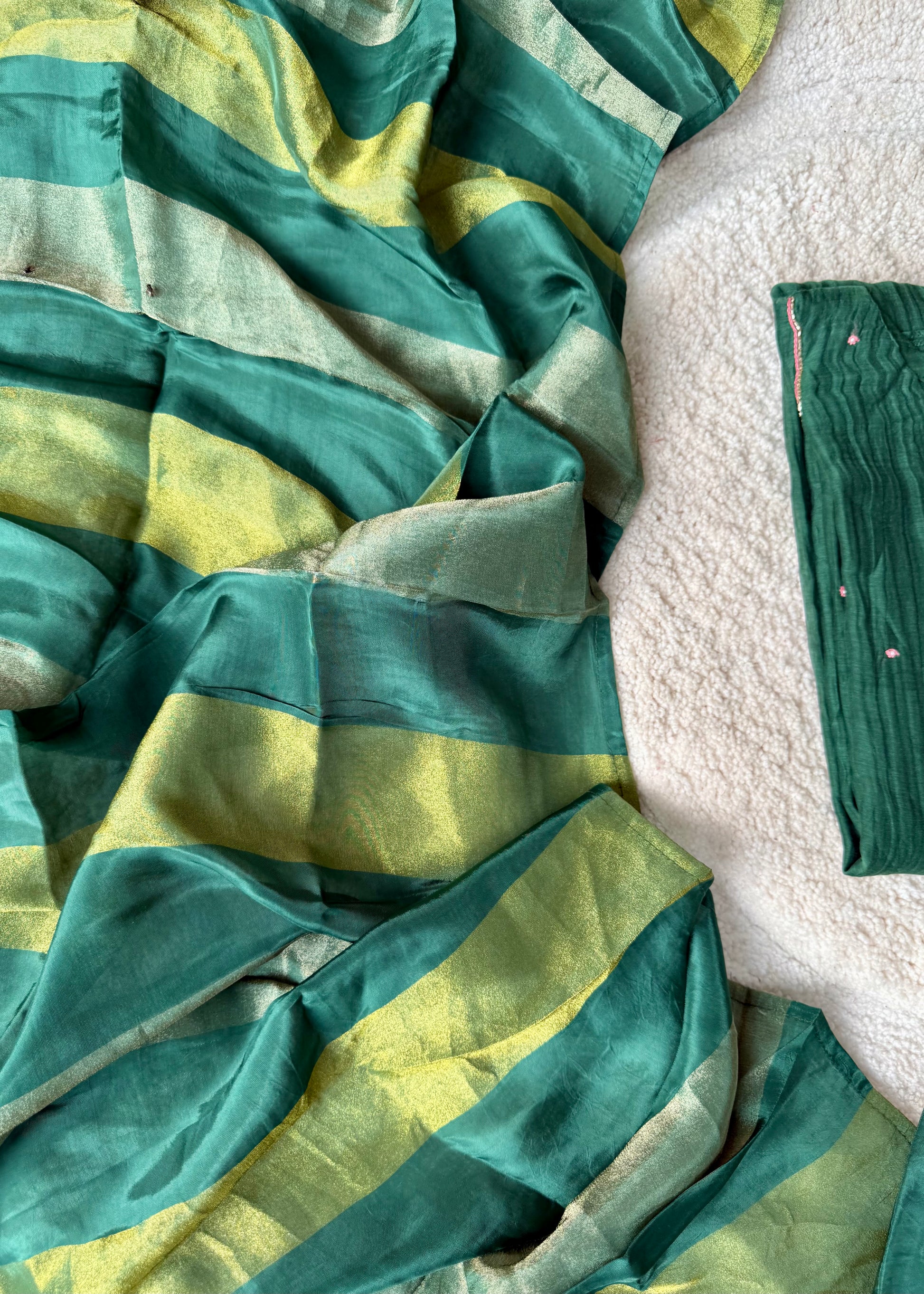 “Myra” Green Mul Chanderi A-Line Anarkali Kurta