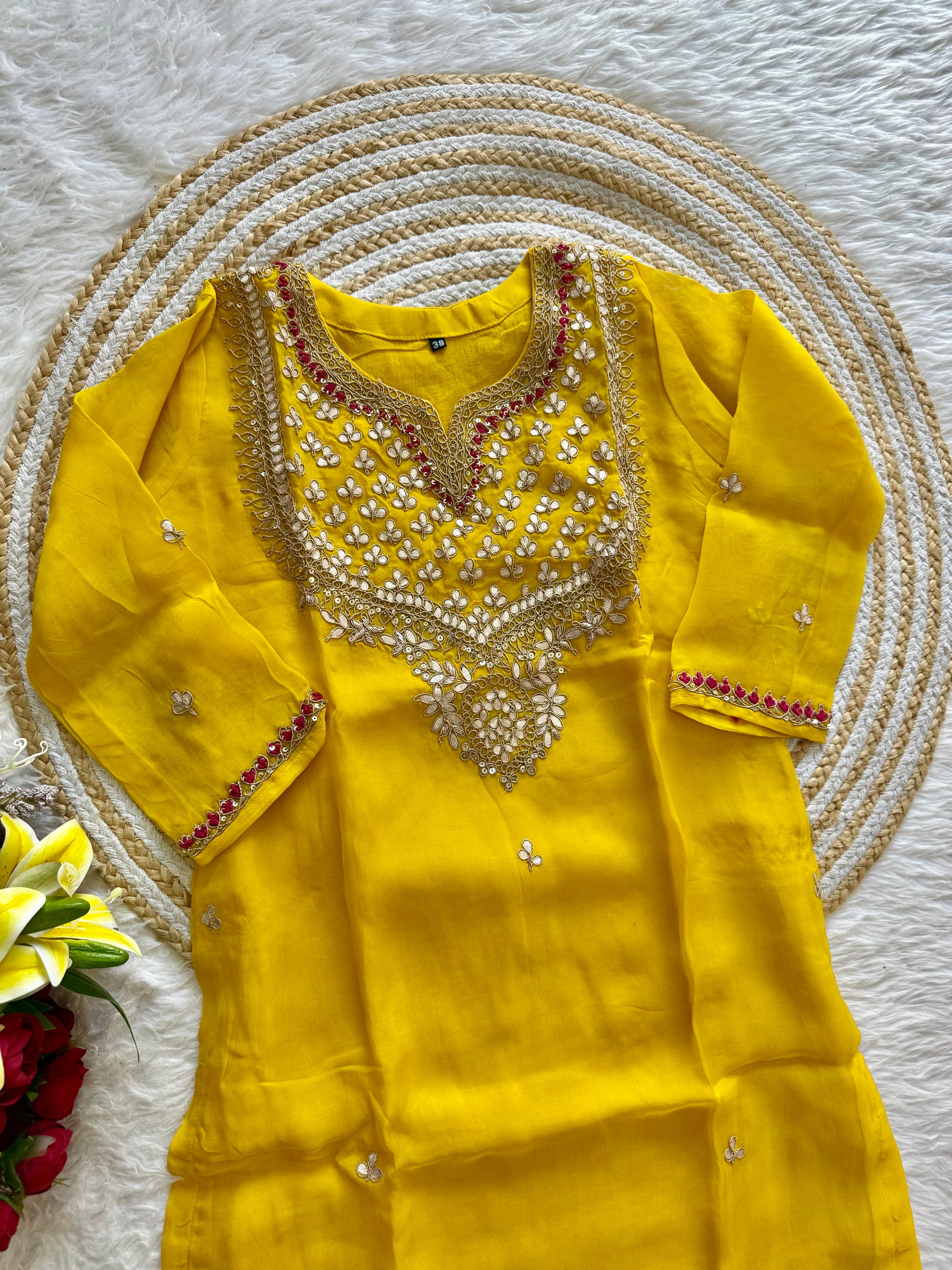 "SAHAL" Beautiful Gota Patti and sequence heavy work set