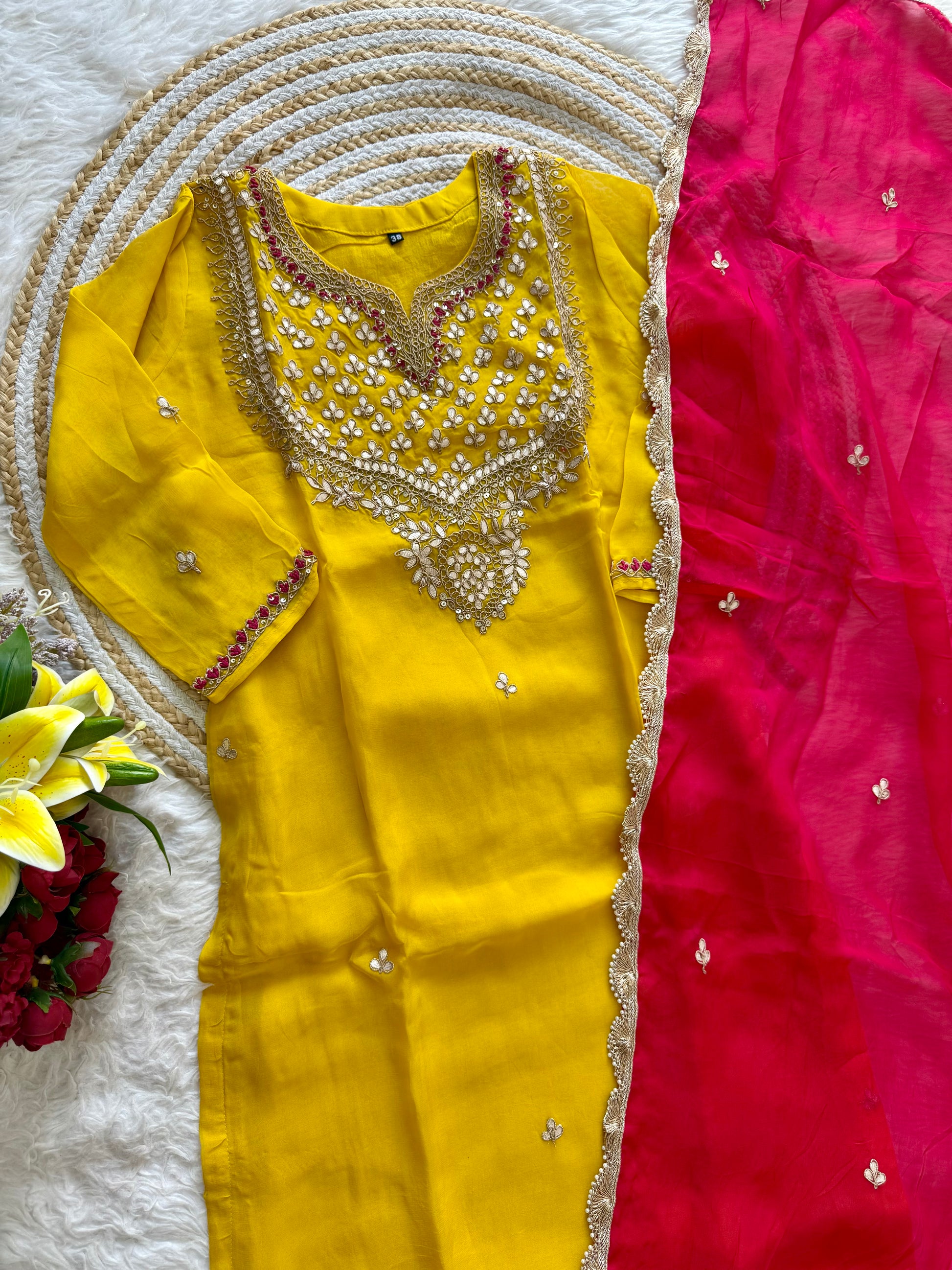 "SAHAL" Beautiful Gota Patti and sequence heavy work set