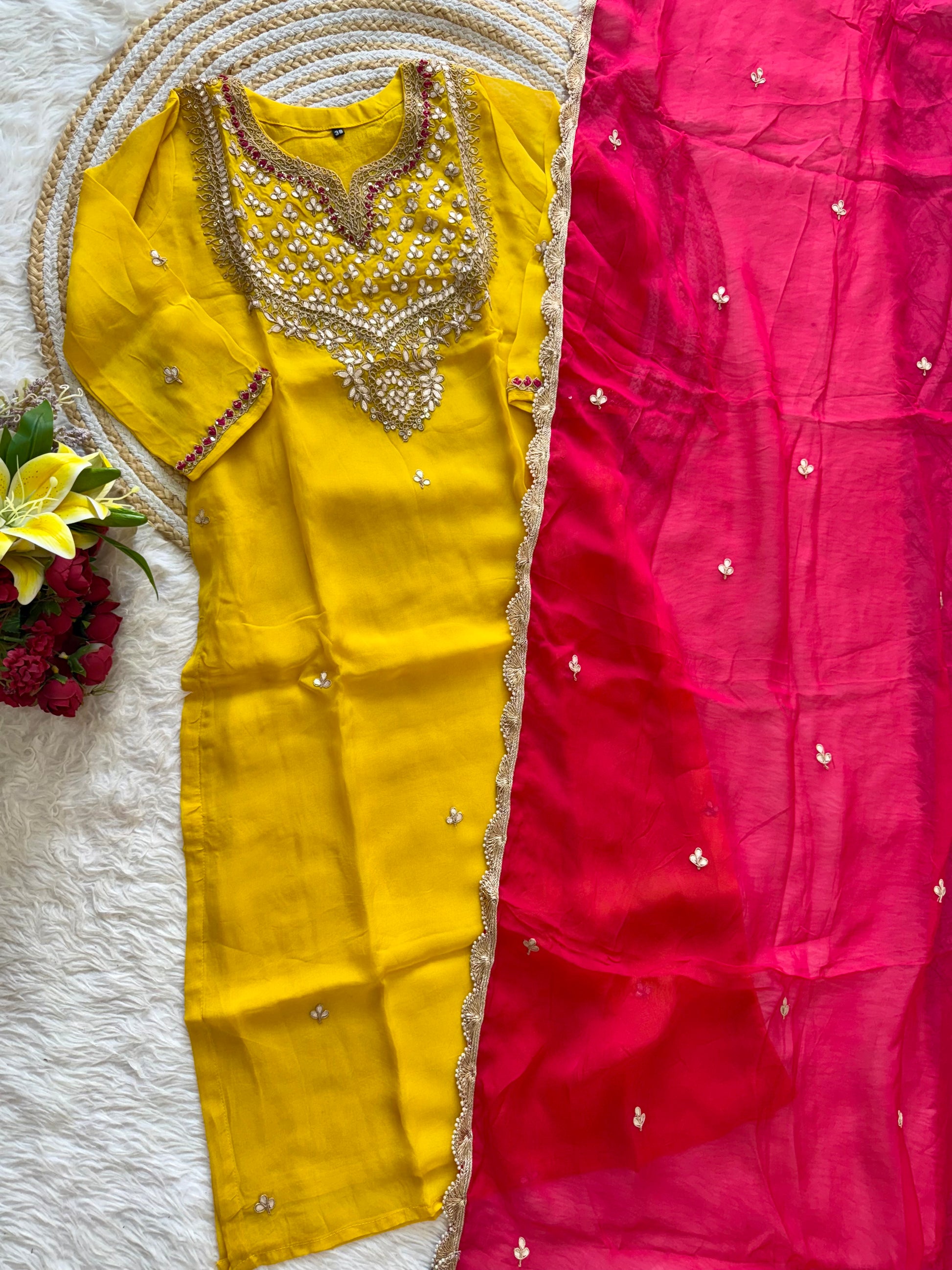 "SAHAL" Beautiful Gota Patti and sequence heavy work set