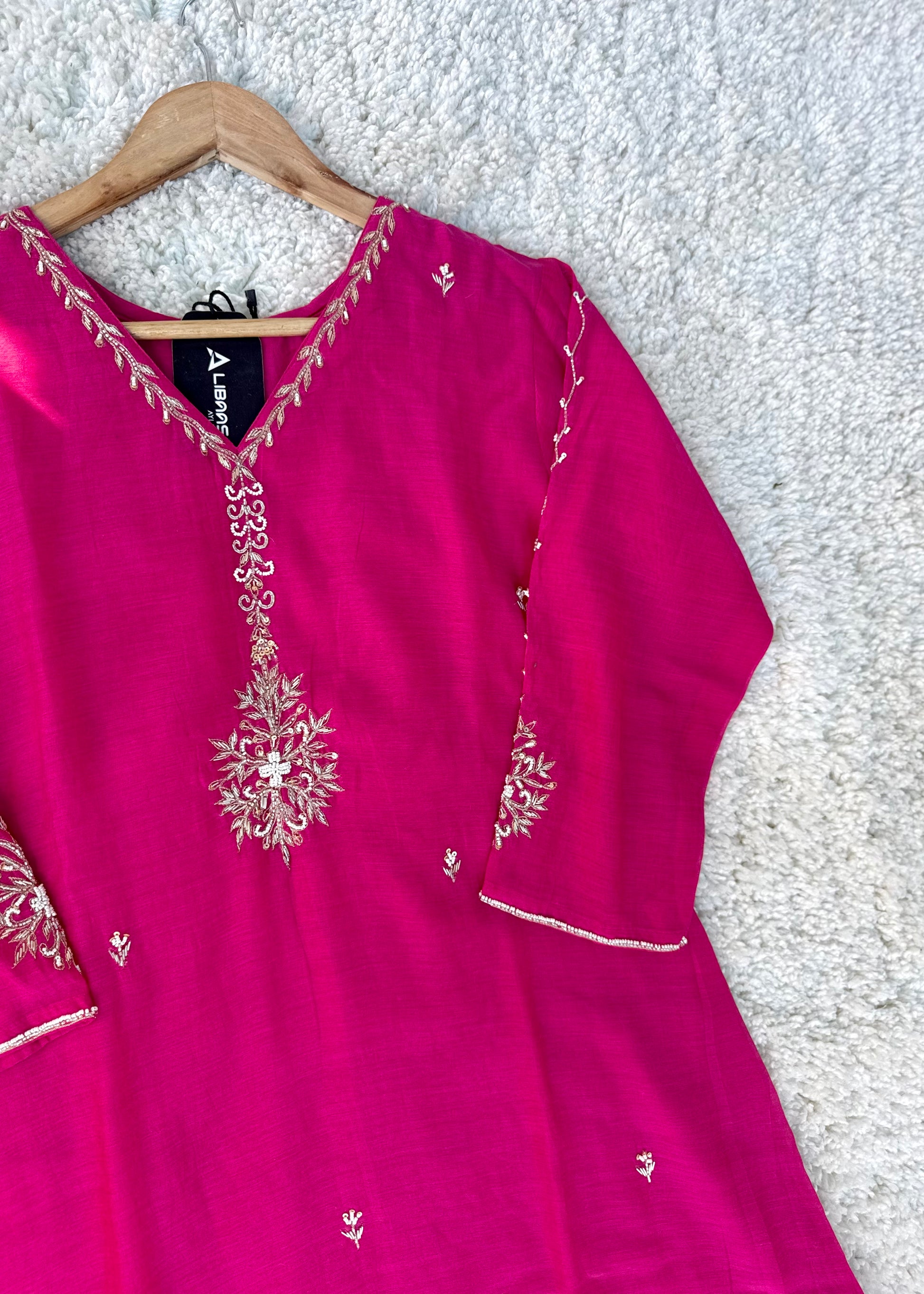 “HAYA” Premium Pink Mul Chanderi A-Line Kurta with Bottom & Dupatta
