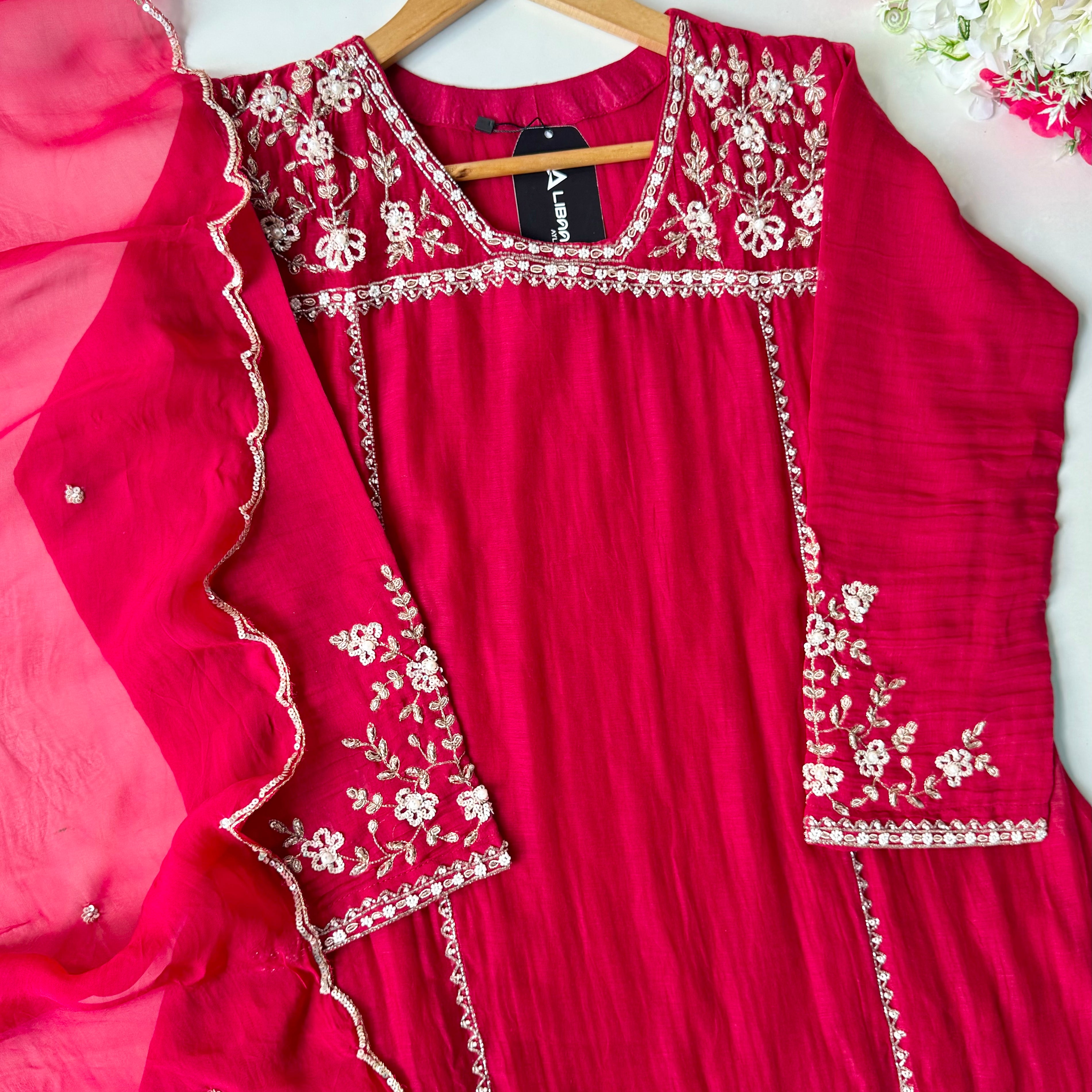 Roshni - Premium Red Mul Chanderi A Line Kurta Set ✨