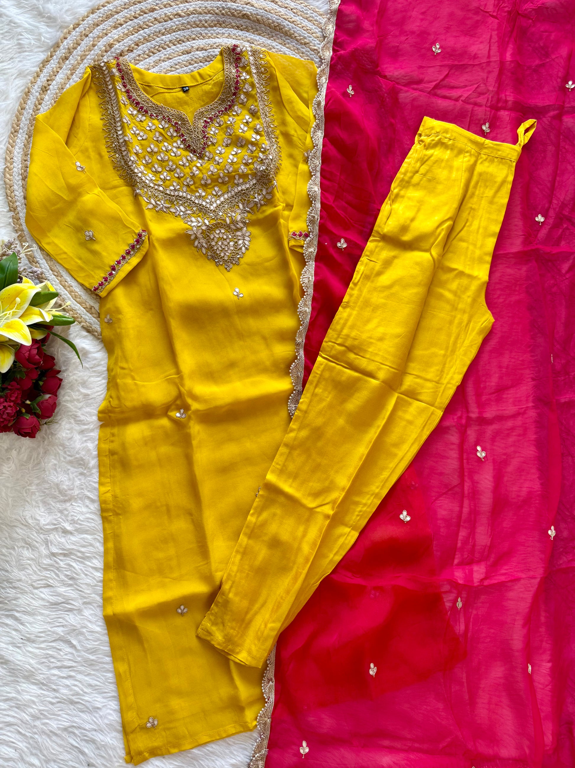 "SAHAL" Beautiful Gota Patti and sequence heavy work set