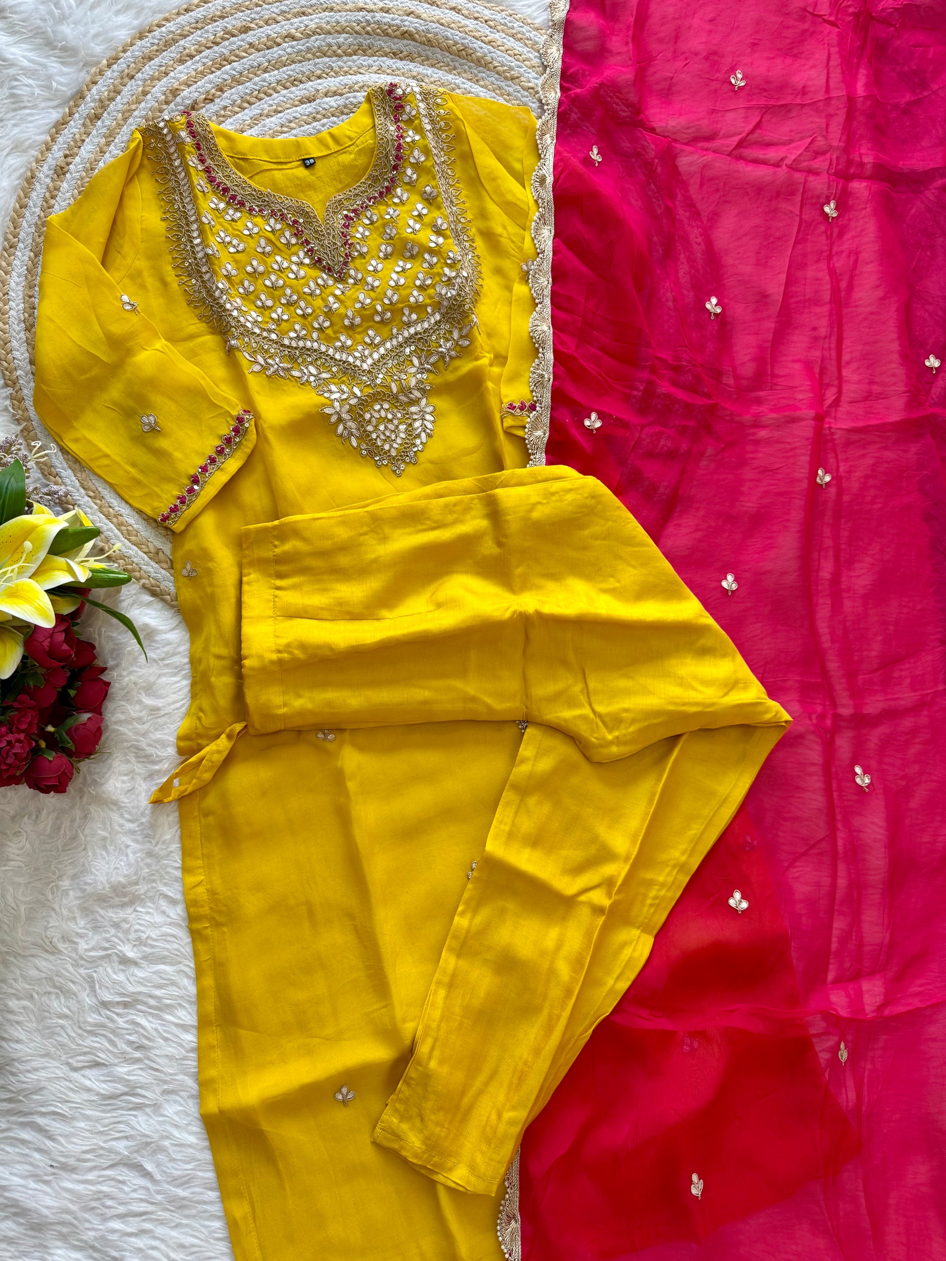 "SAHAL" Beautiful Gota Patti and sequence heavy work set