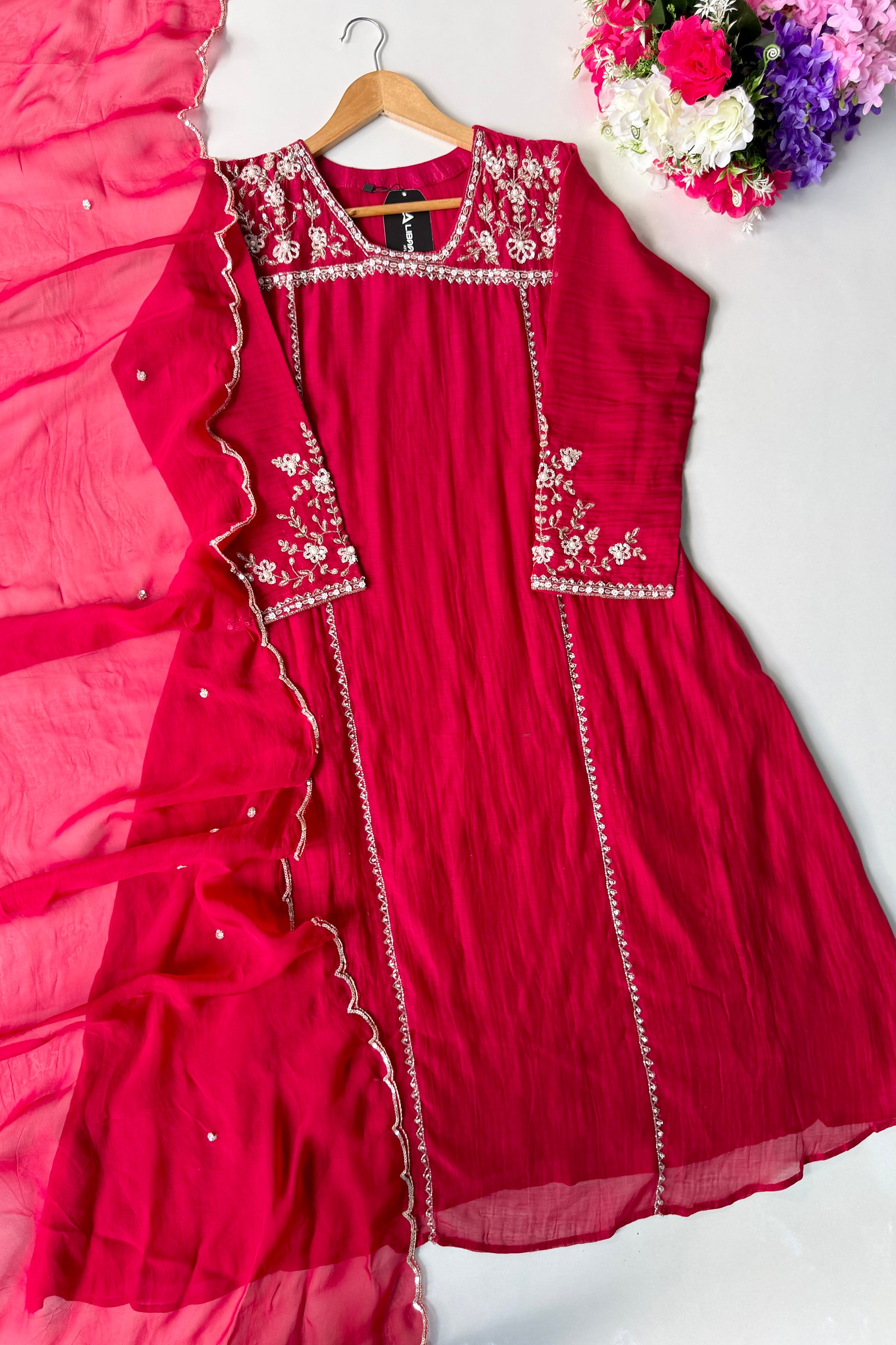 Roshni - Premium Red Mul Chanderi A Line Kurta Set ✨