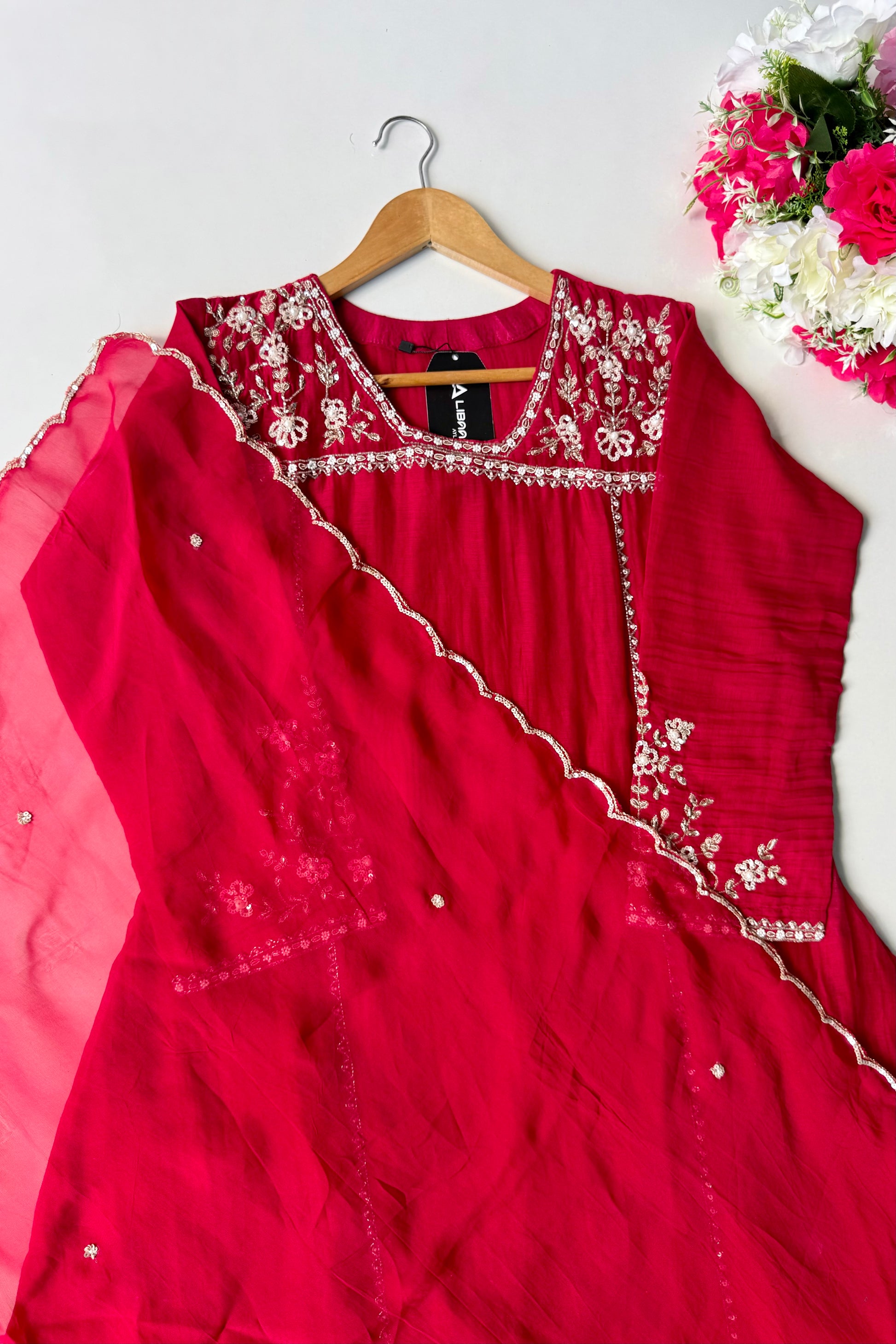 Roshni - Premium Red Mul Chanderi A Line Kurta Set ✨