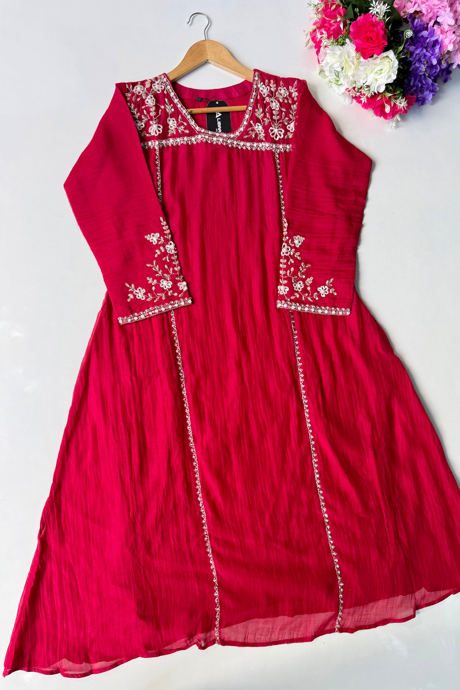 Roshni - Premium Red Mul Chanderi A Line Kurta Set ✨
