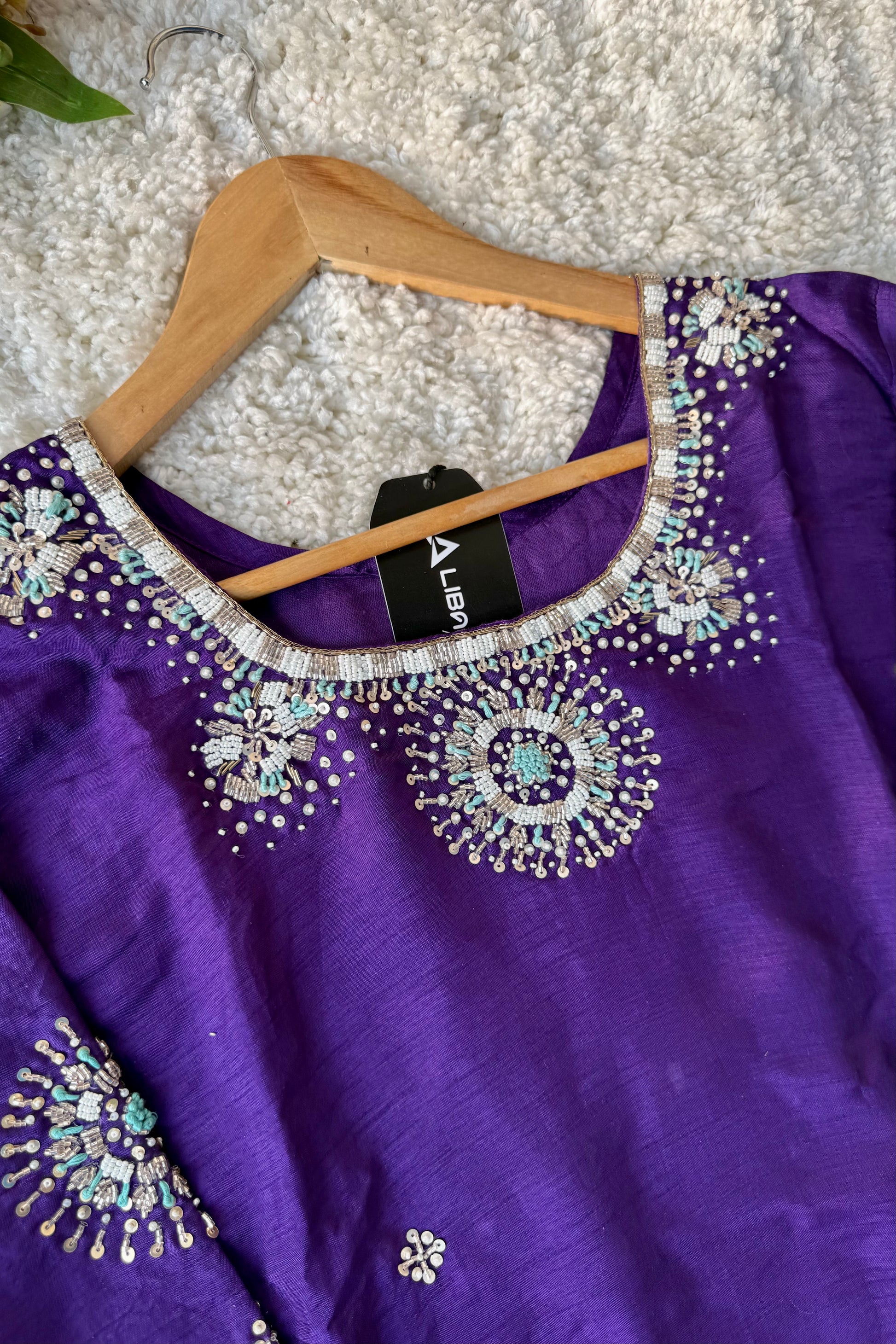 ✨ “Aqua – Royal Purple Dola Silk Kurta Set with Ombre Dupatta