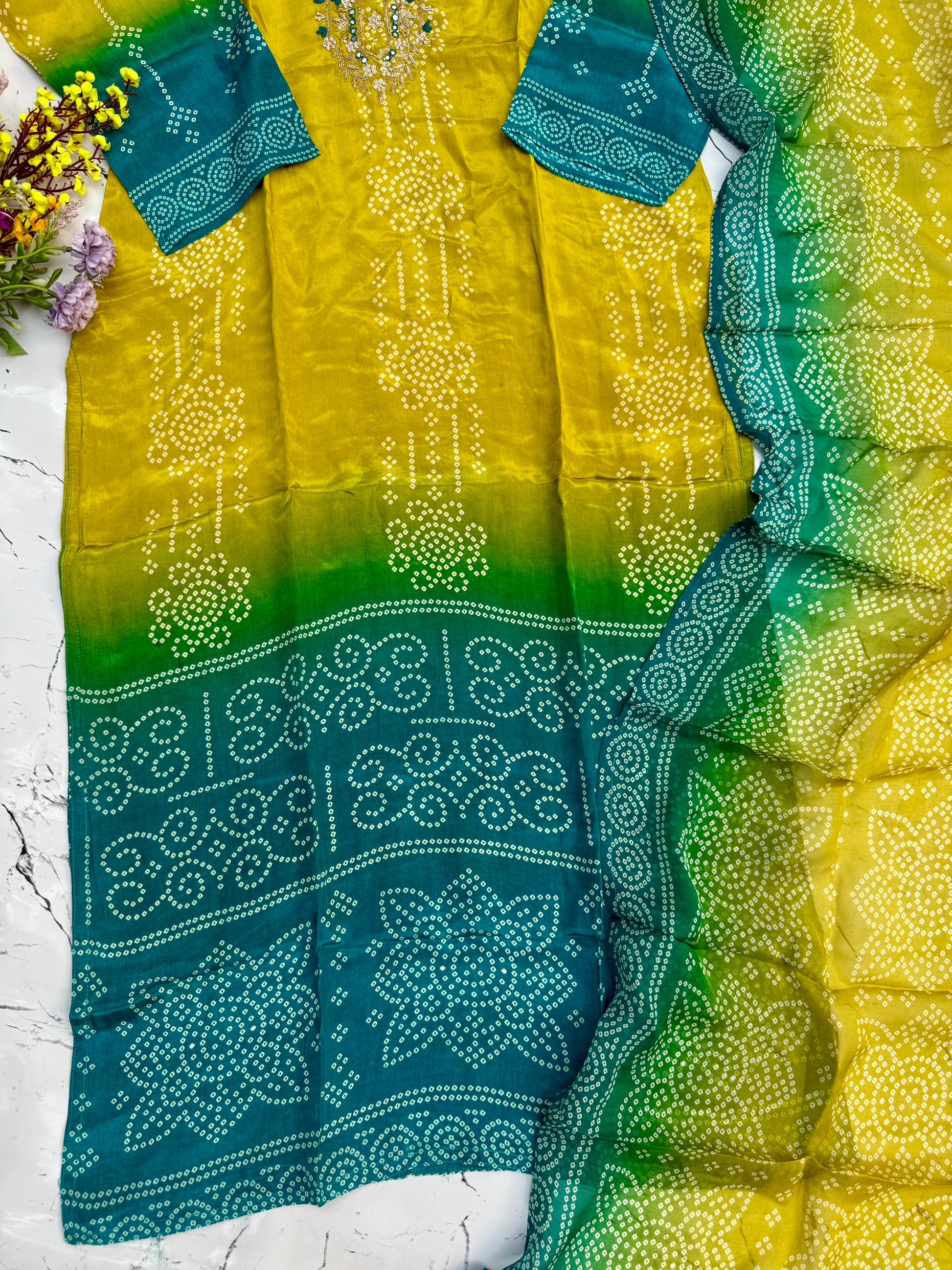 “Ryan” Ombré crepe silk kurti bottom with dupatta set 🛍️