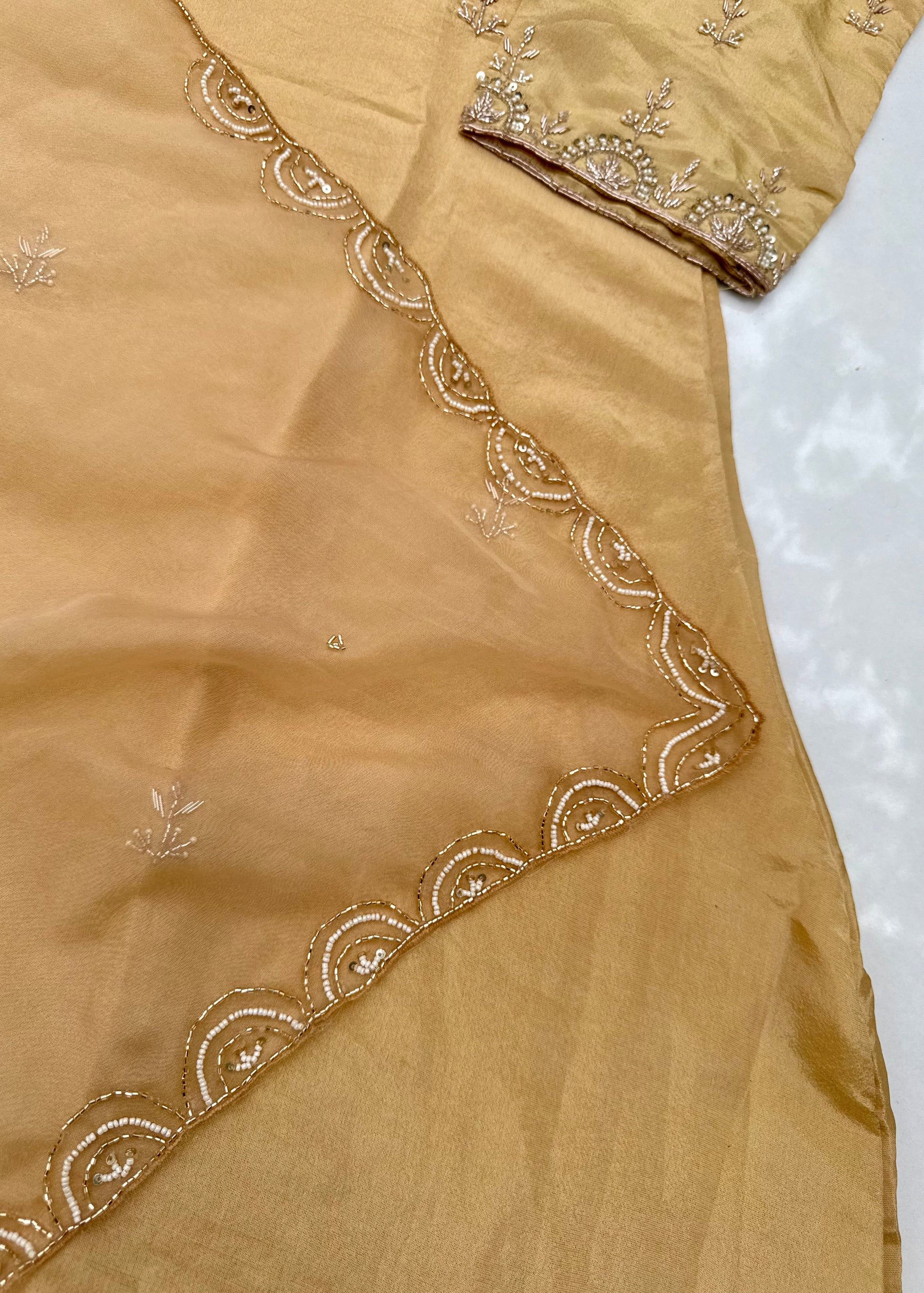 “MAHREEN” Beautiful Tissue silk Handwork Suit Set