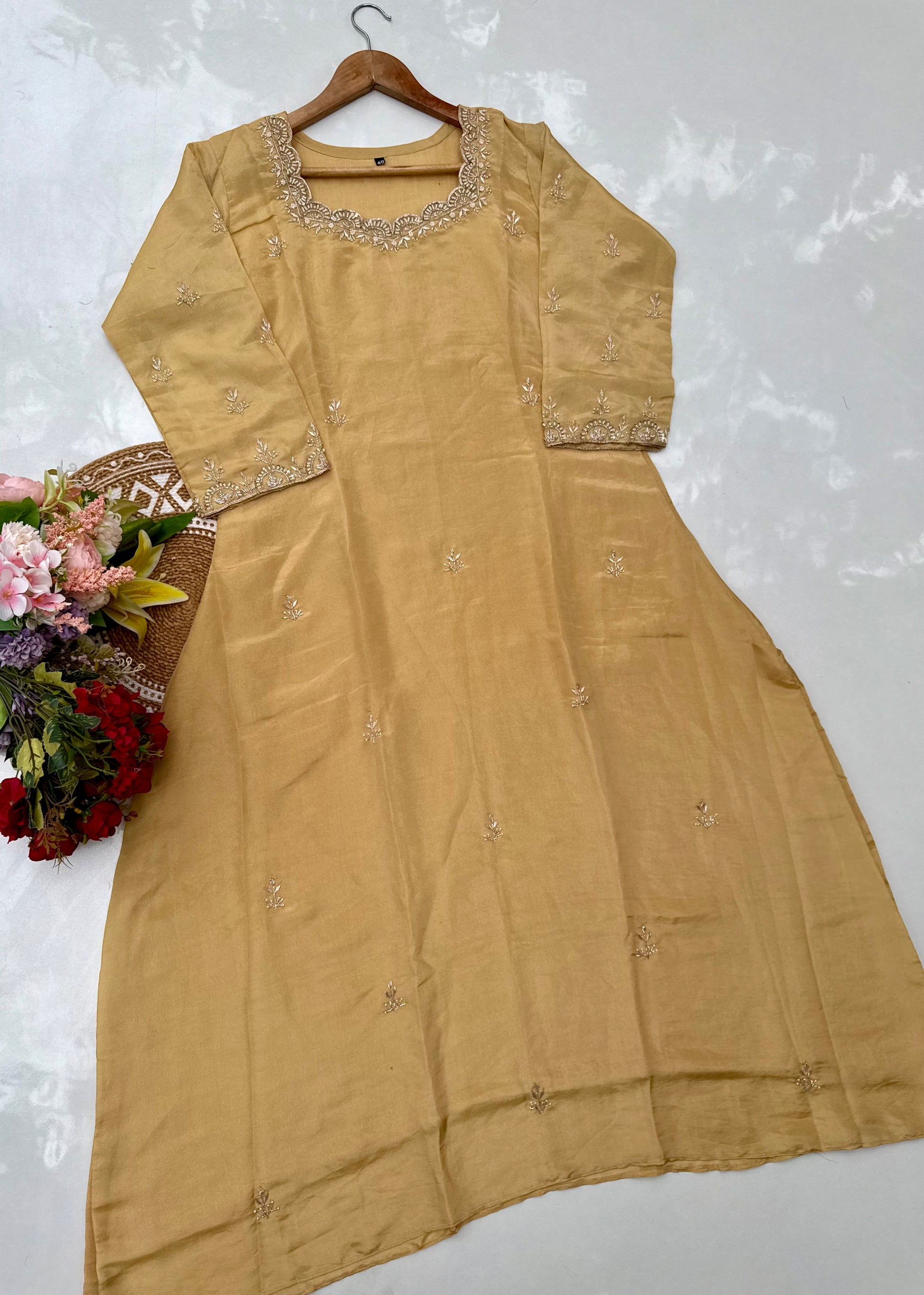 “MAHREEN” Beautiful Tissue silk Handwork Suit Set