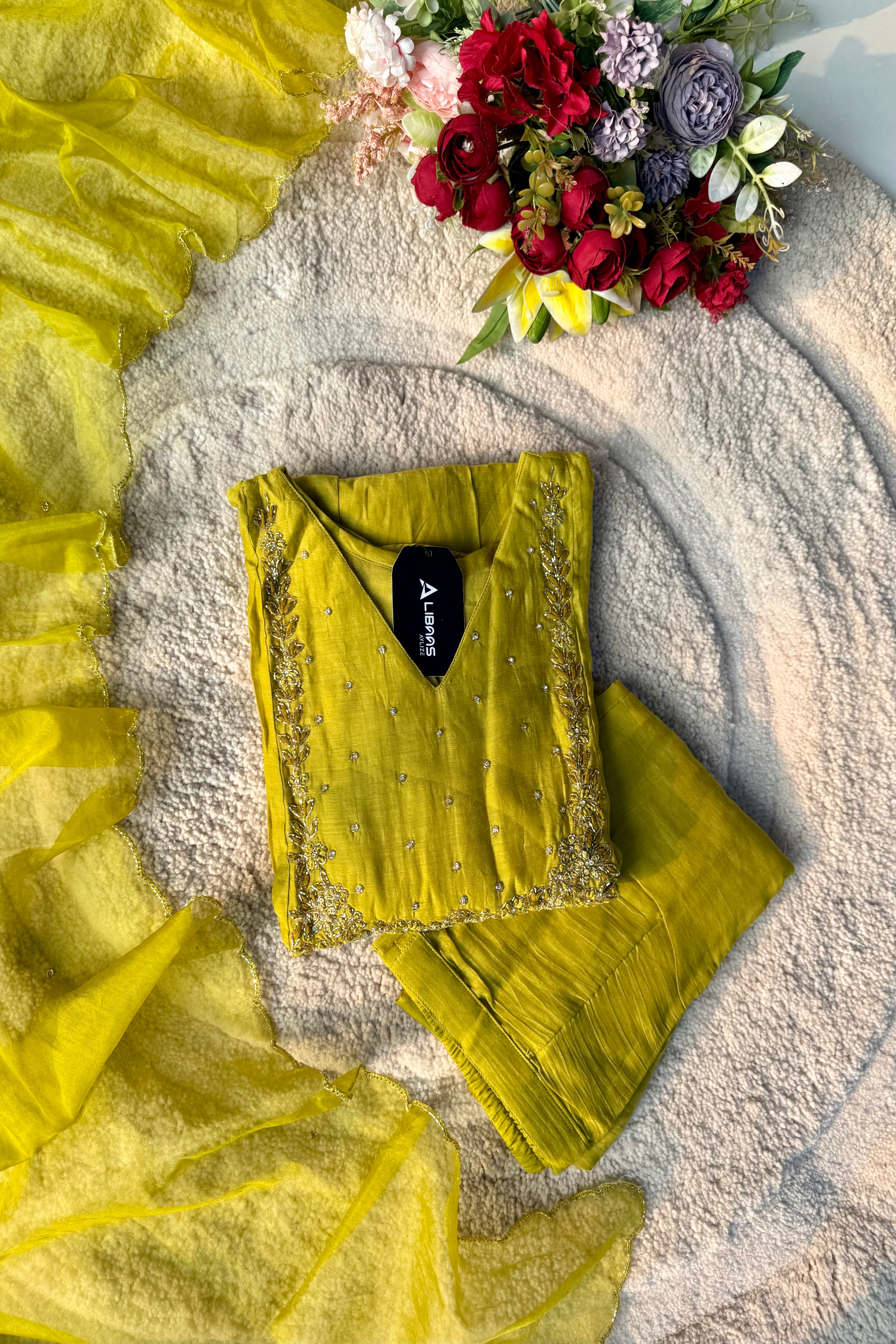 “Ayza” Premium Green Mul Chanderi A Line Suit set 🛍️