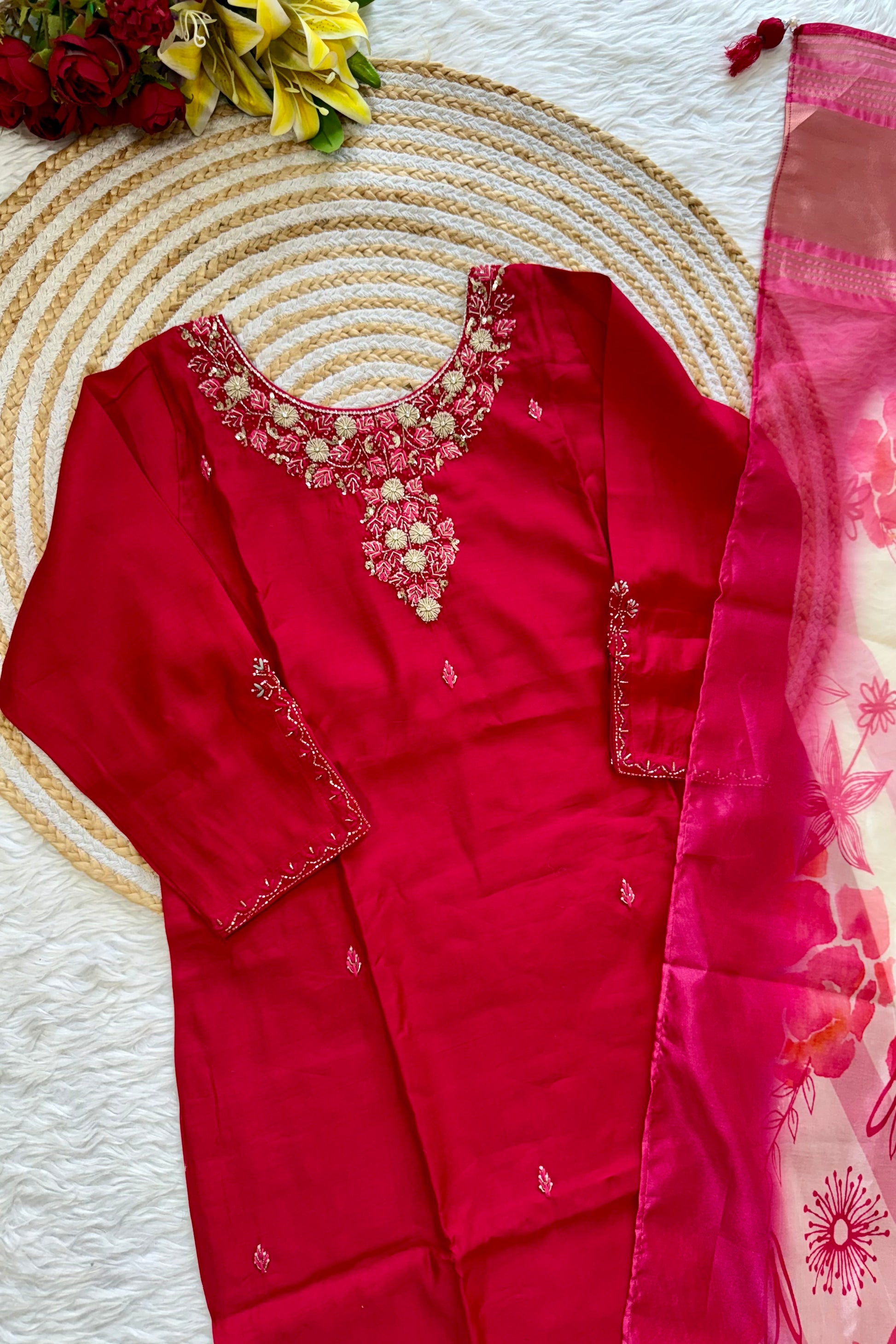 “AVANTI” Premium roman silk handcrafted kurti set