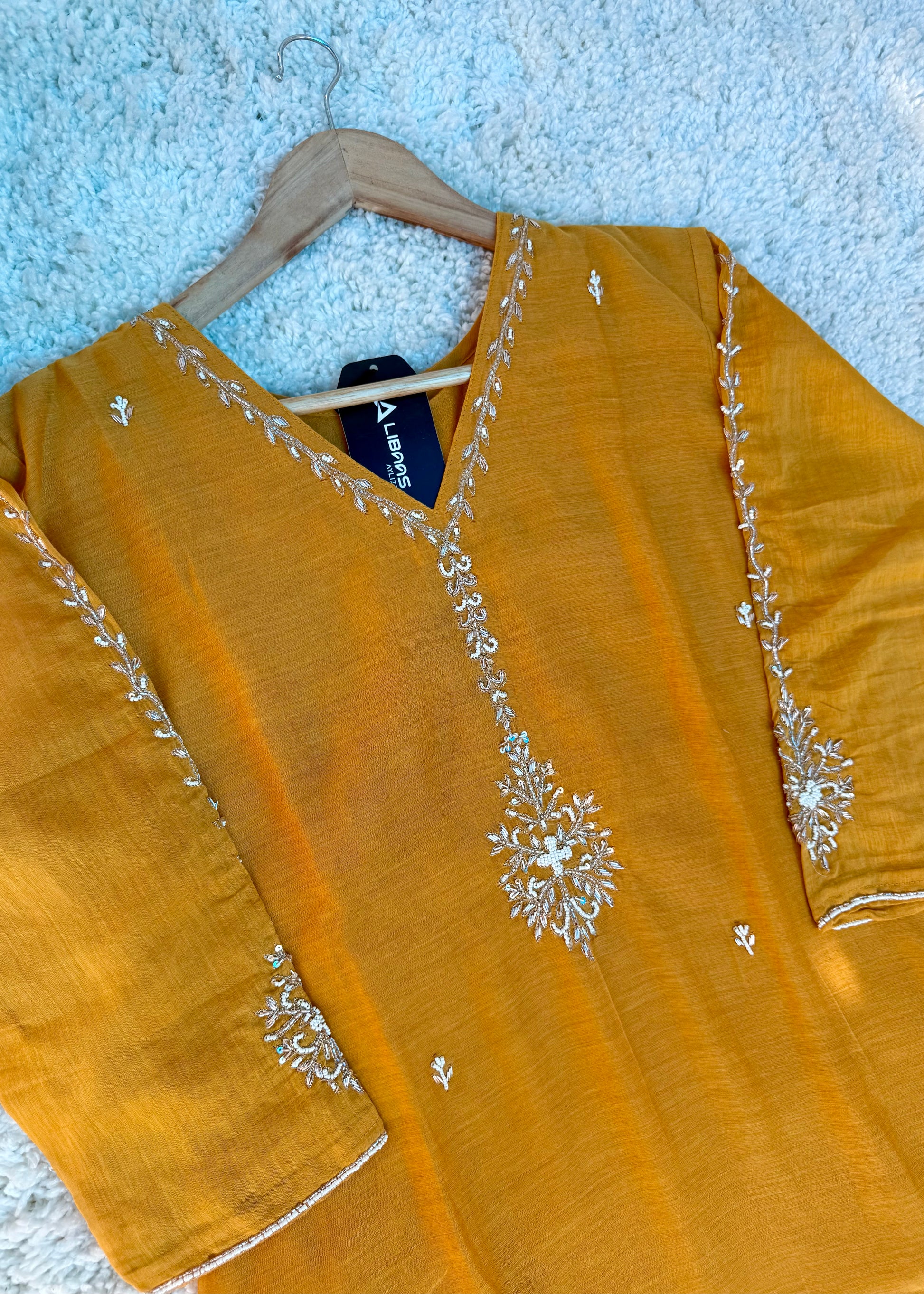 “HAYA” Premium Yellow Mul Chanderi A-Line Kurta with Bottom & Dupatta