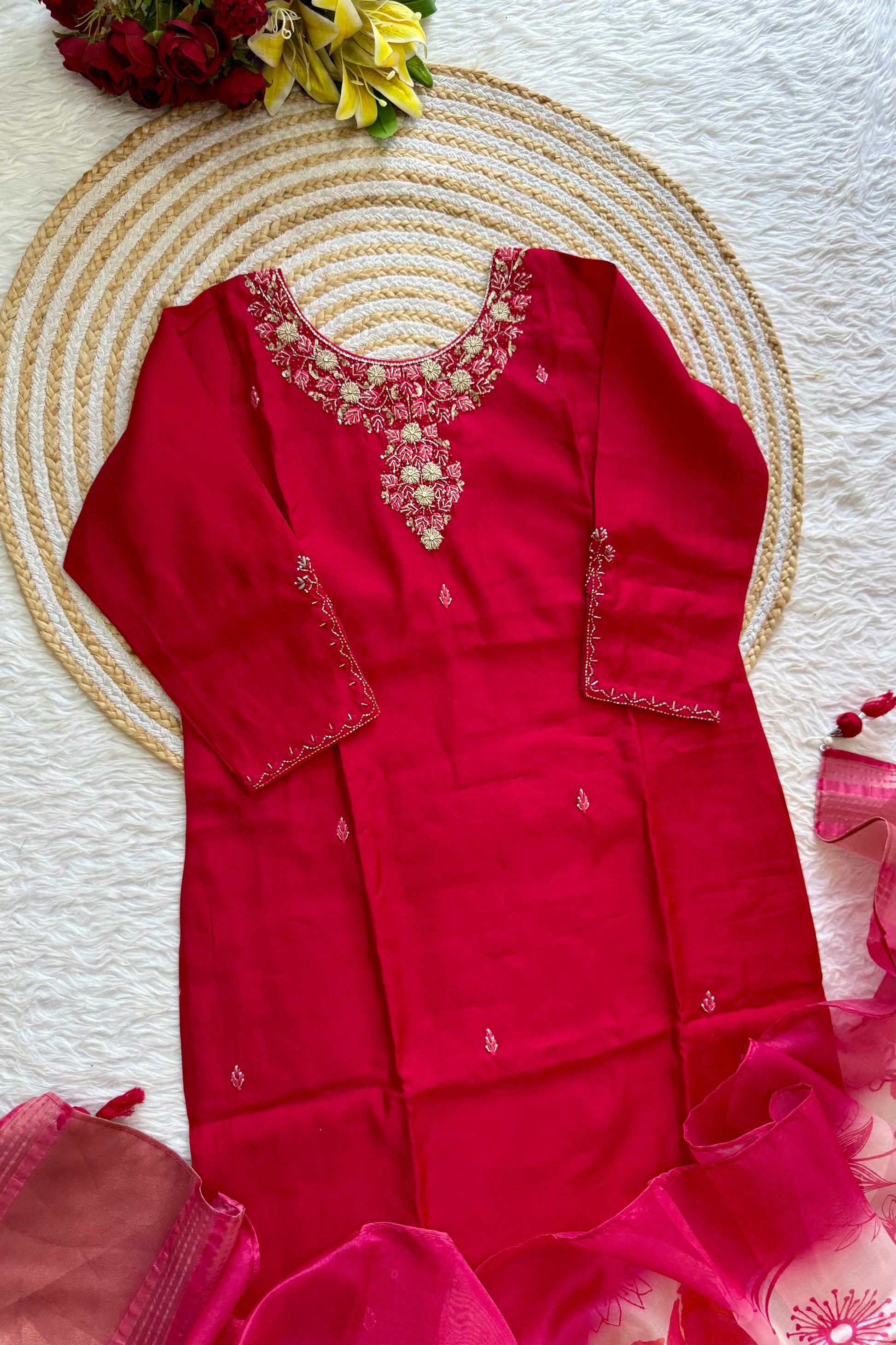 “AVANTI” Premium roman silk handcrafted kurti set