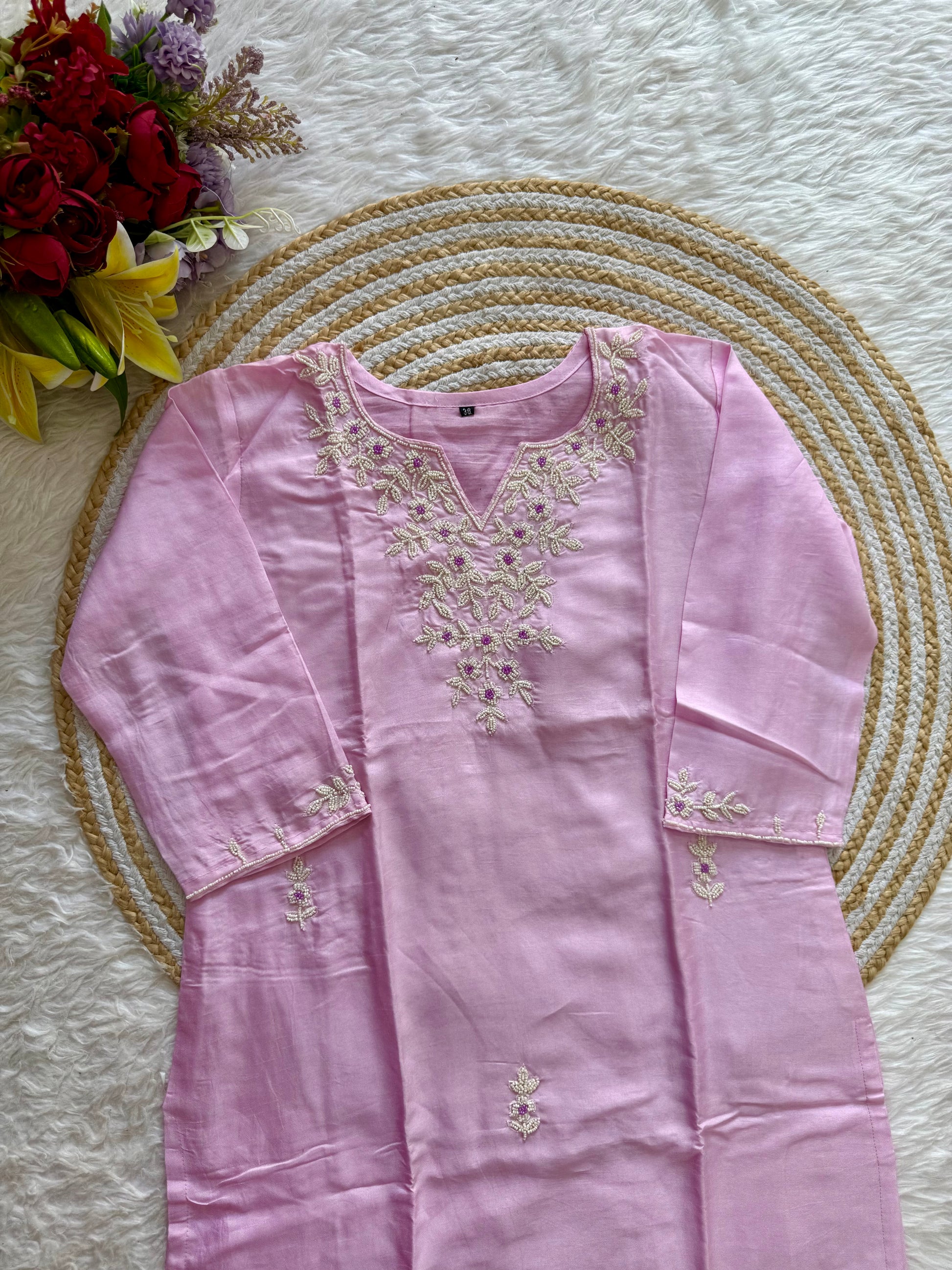 “Suhani” Beautiful pearl work dola silk kurta bottom with dupatta set 🛍️
