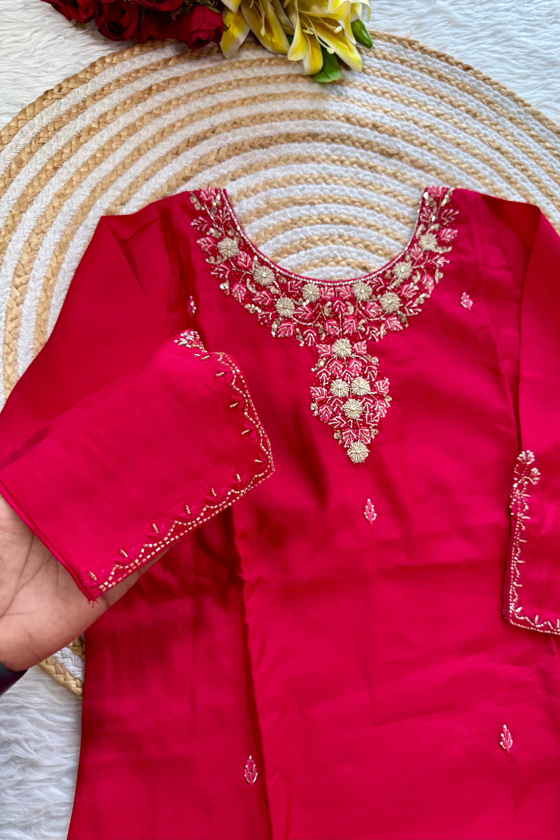 “AVANTI” Premium roman silk handcrafted kurti set