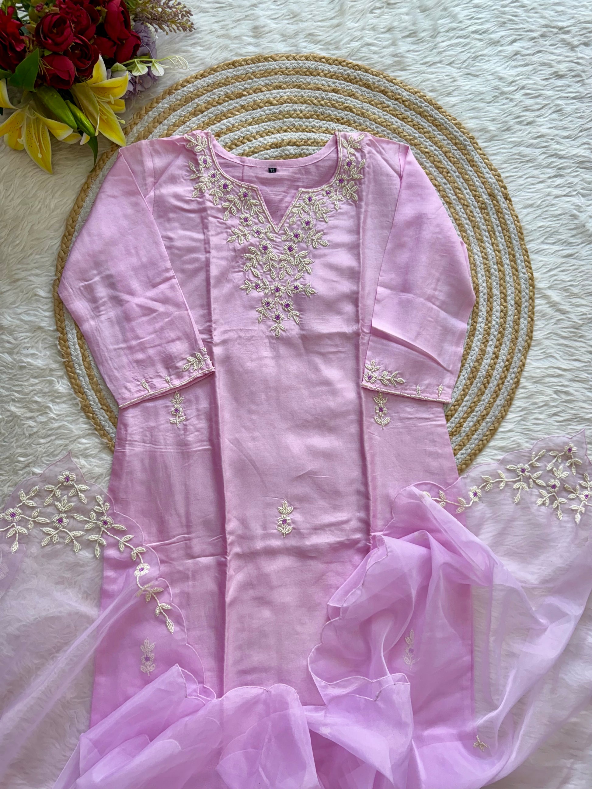 “Suhani” Beautiful pearl work dola silk kurta bottom with dupatta set 🛍️