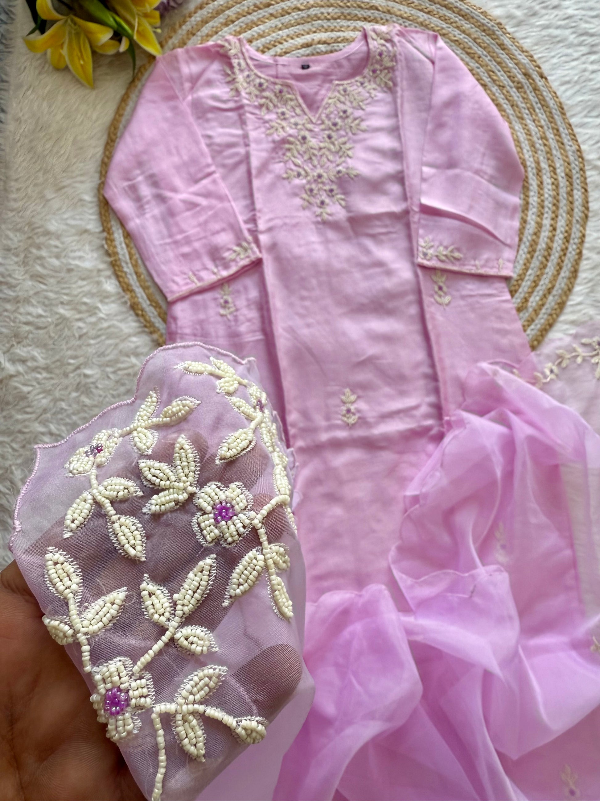 “Suhani” Beautiful pearl work dola silk kurta bottom with dupatta set 🛍️