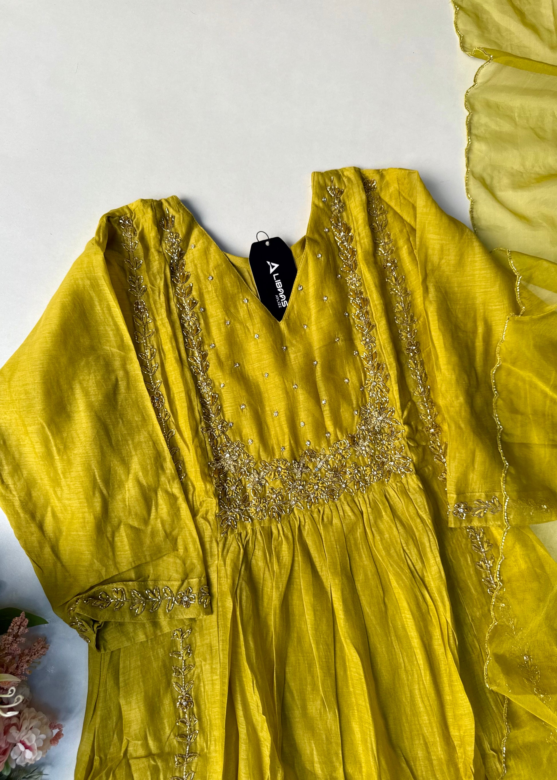 “Ayza” Premium Green Mul Chanderi A Line Suit set 🛍️