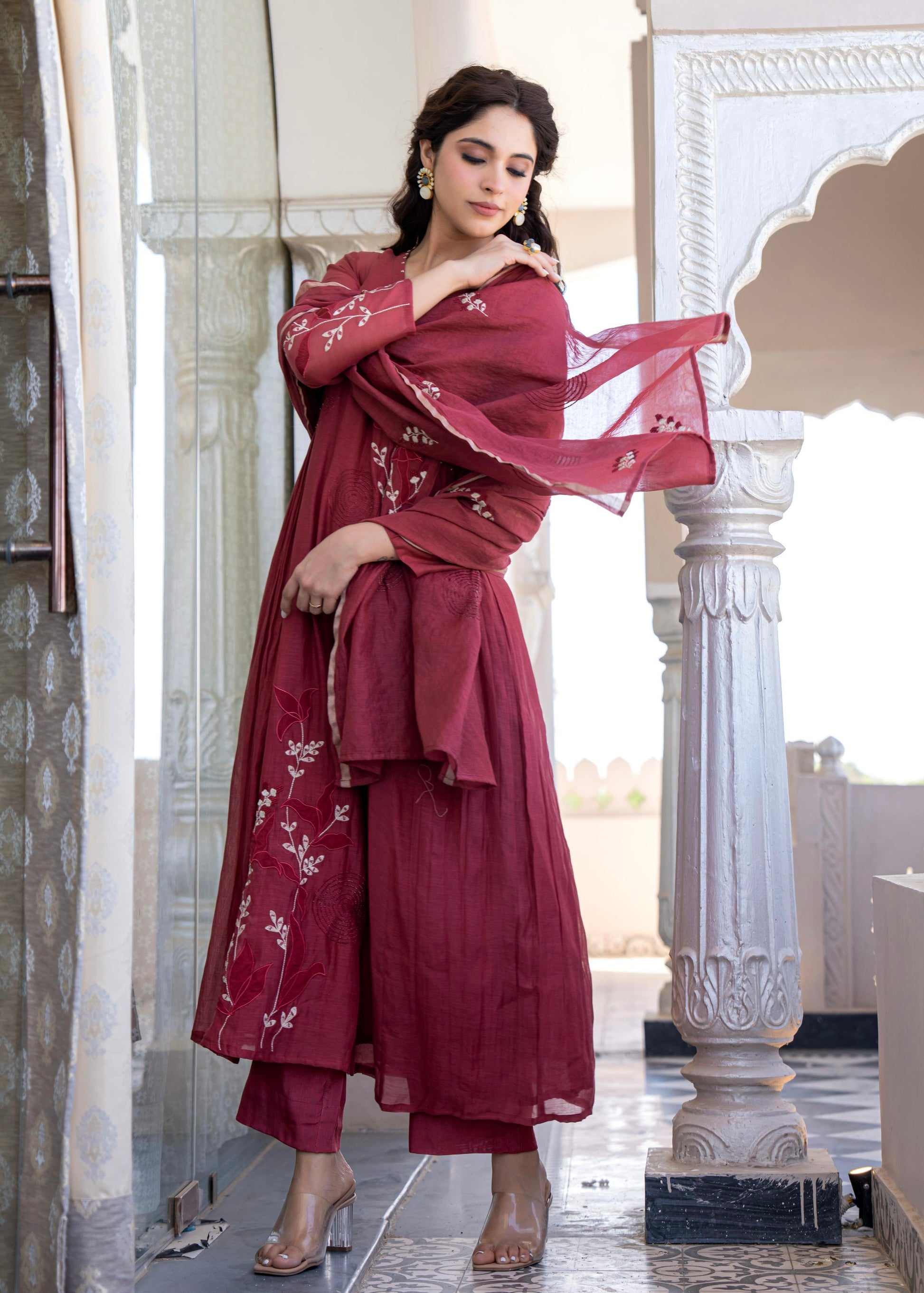 “SIZUMI” Beautiful Mul Chanderi party wear anarkali suit set