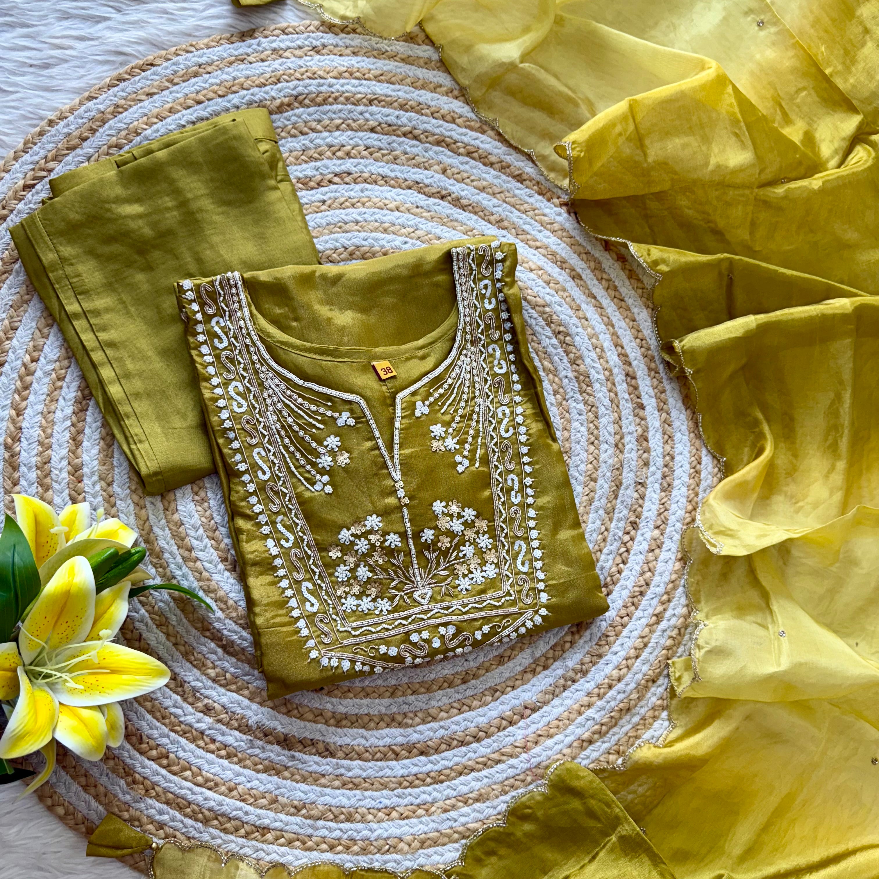 “Shama” Beautiful party wear Tissue silk kurta set