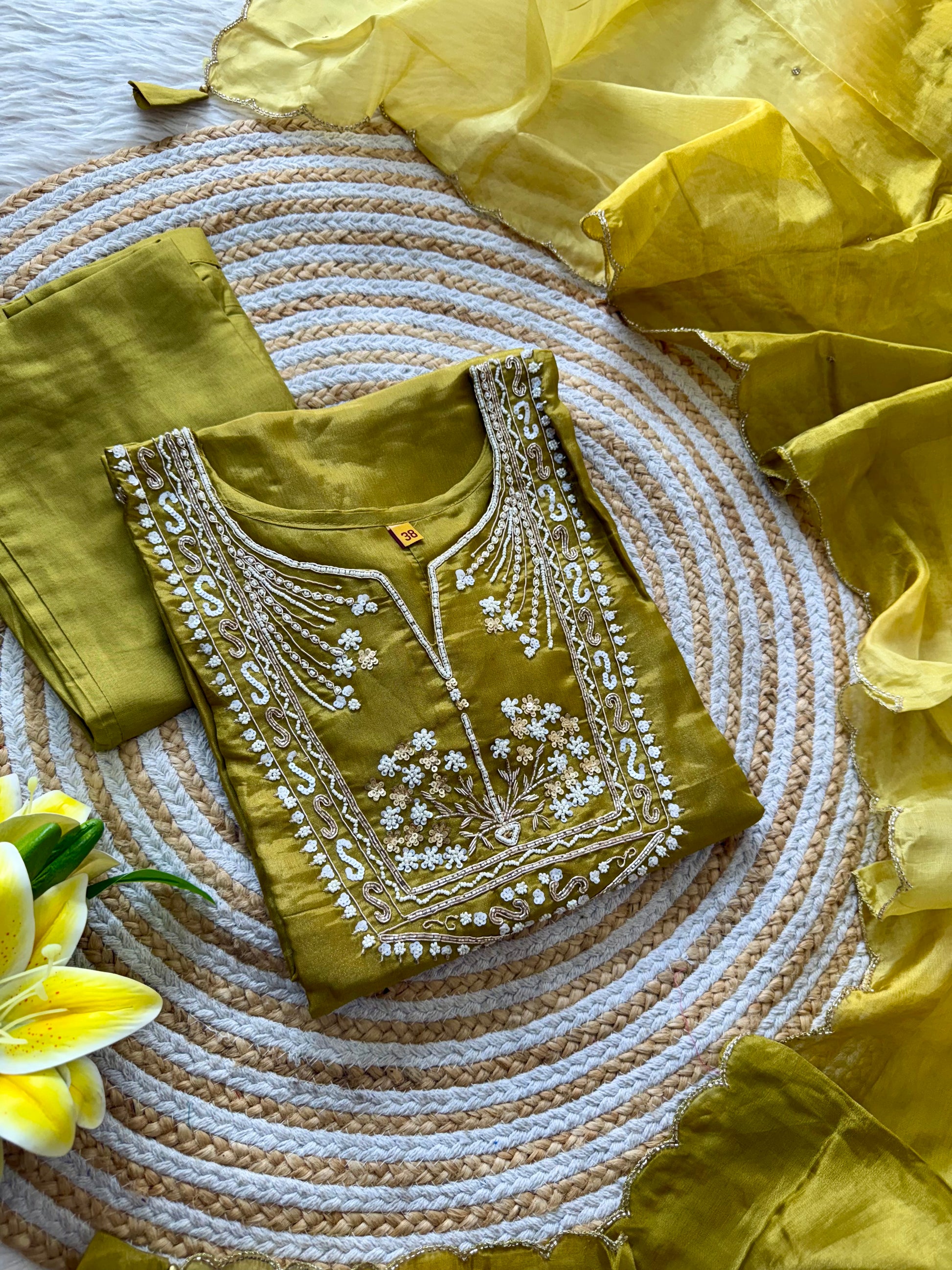 “Shama” Beautiful party wear Tissue silk kurta set