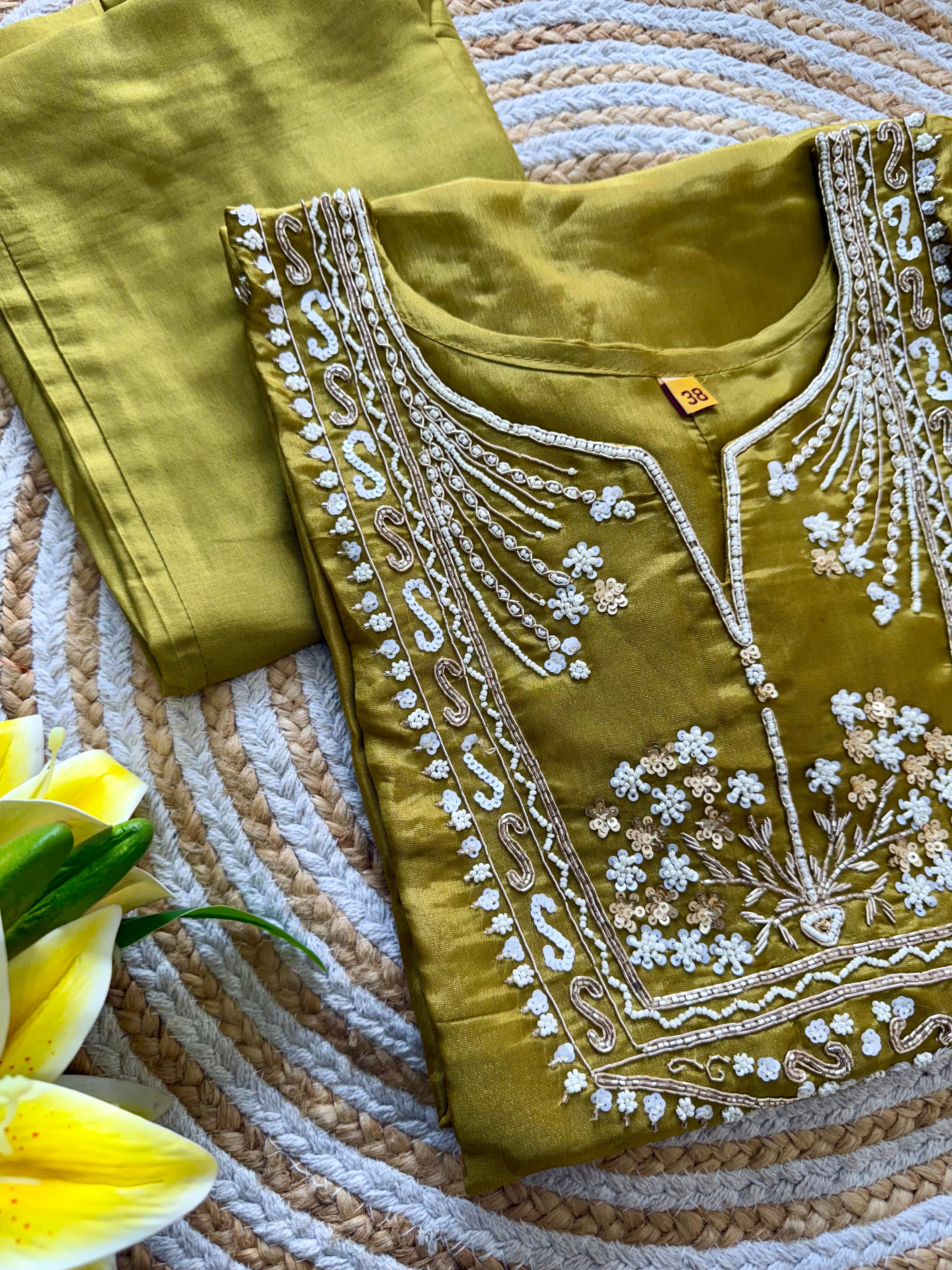 “Shama” Beautiful party wear Tissue silk kurta set