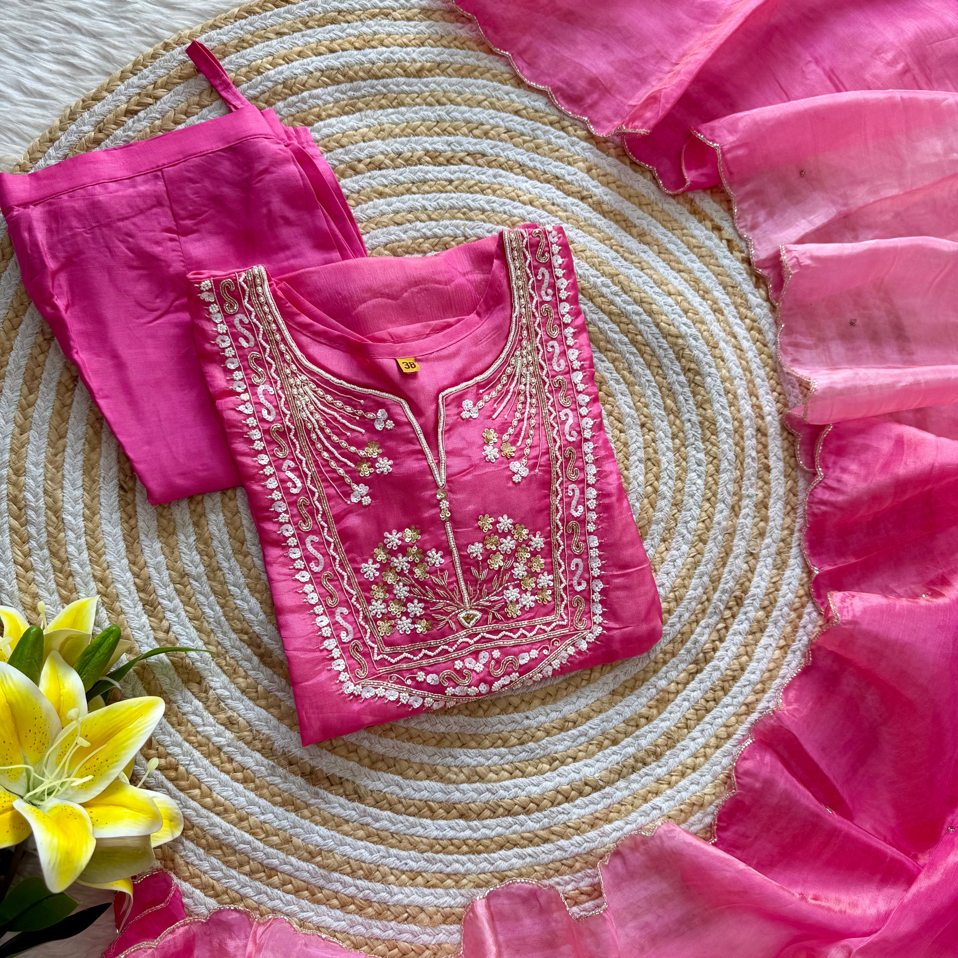 “Shama” Beautiful party wear Tissue silk kurta set