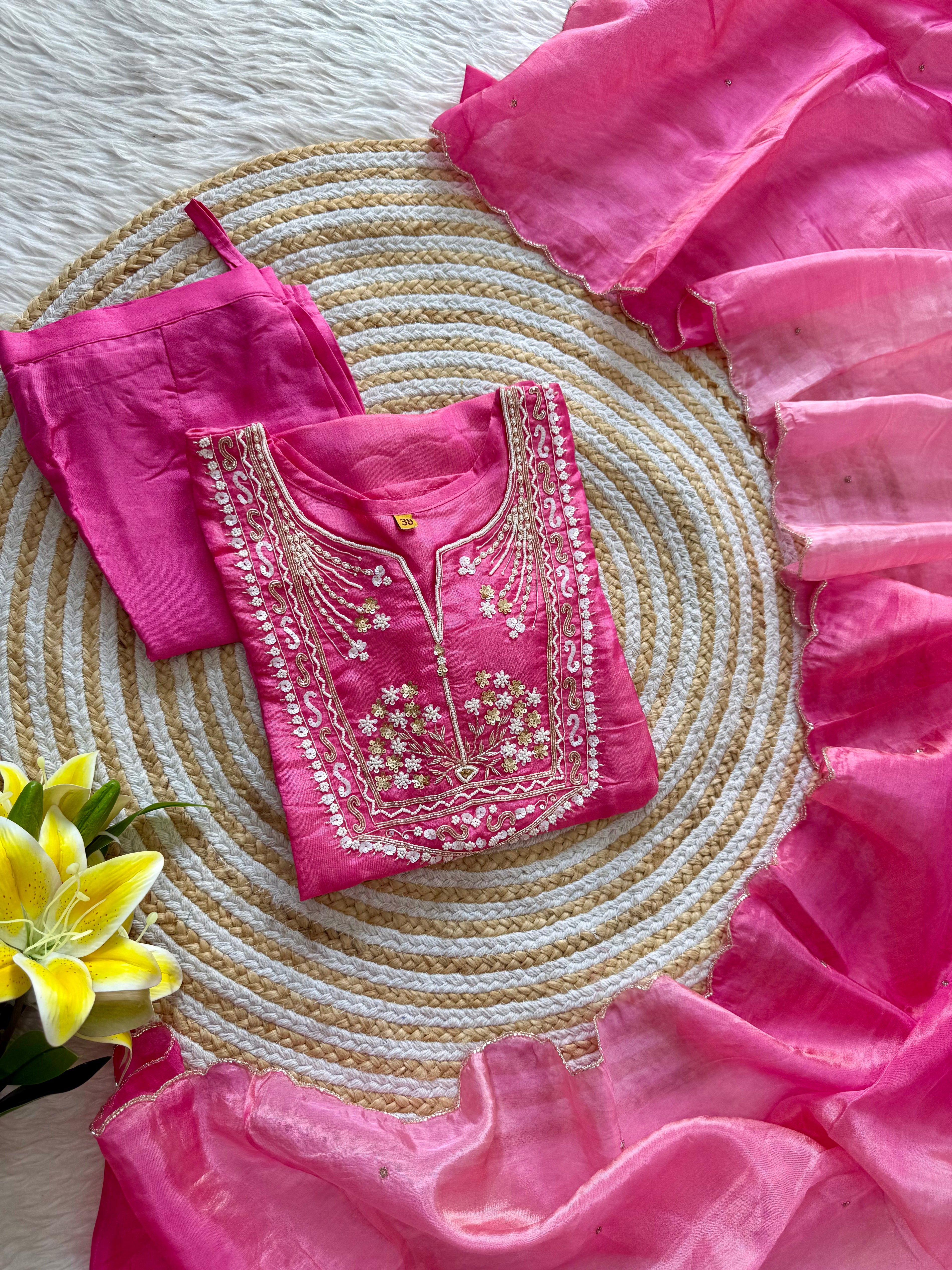“Shama” Beautiful party wear Tissue silk kurta set