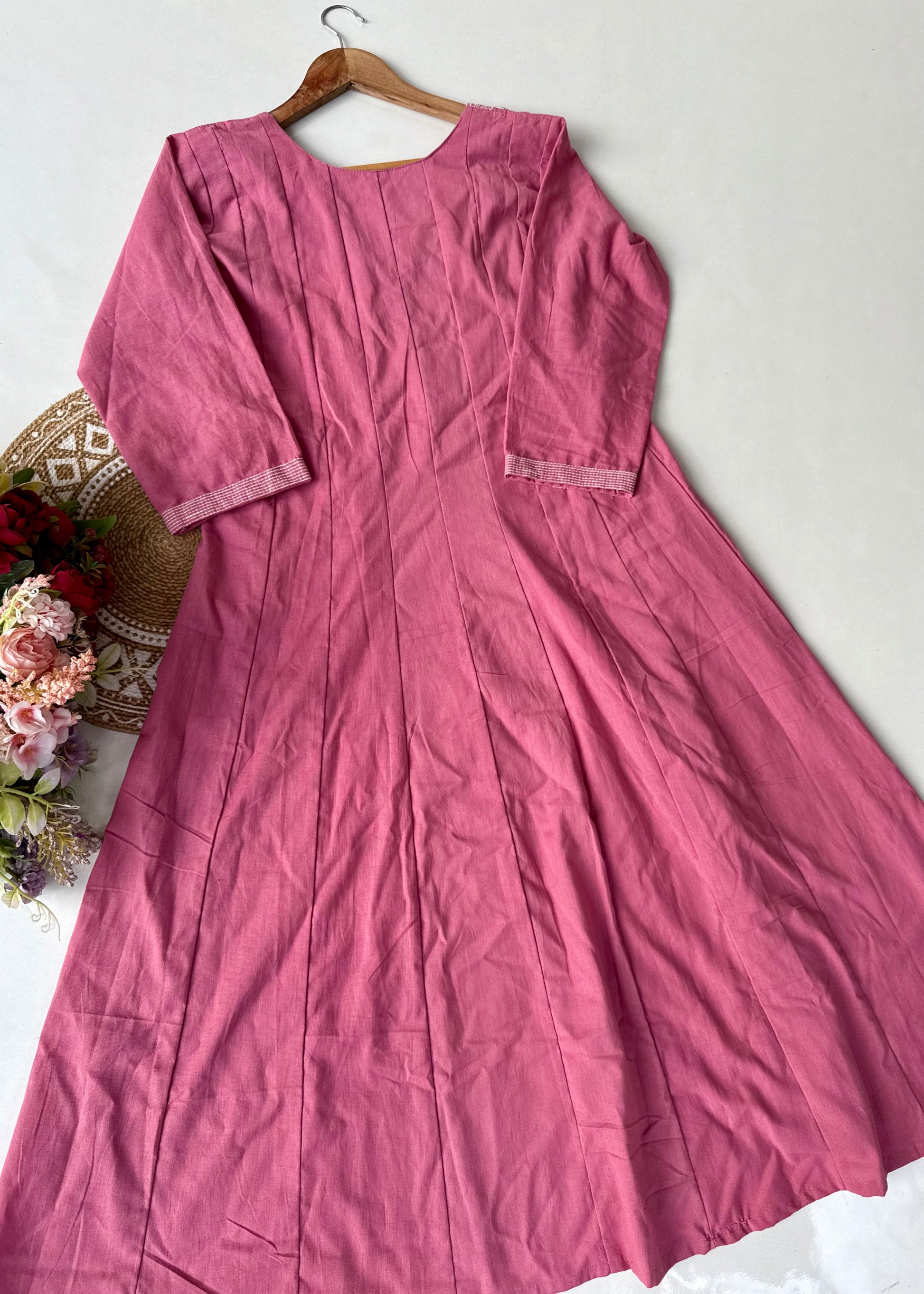 “IRYA" Premium Mirror work cotton Anarkali kurta set