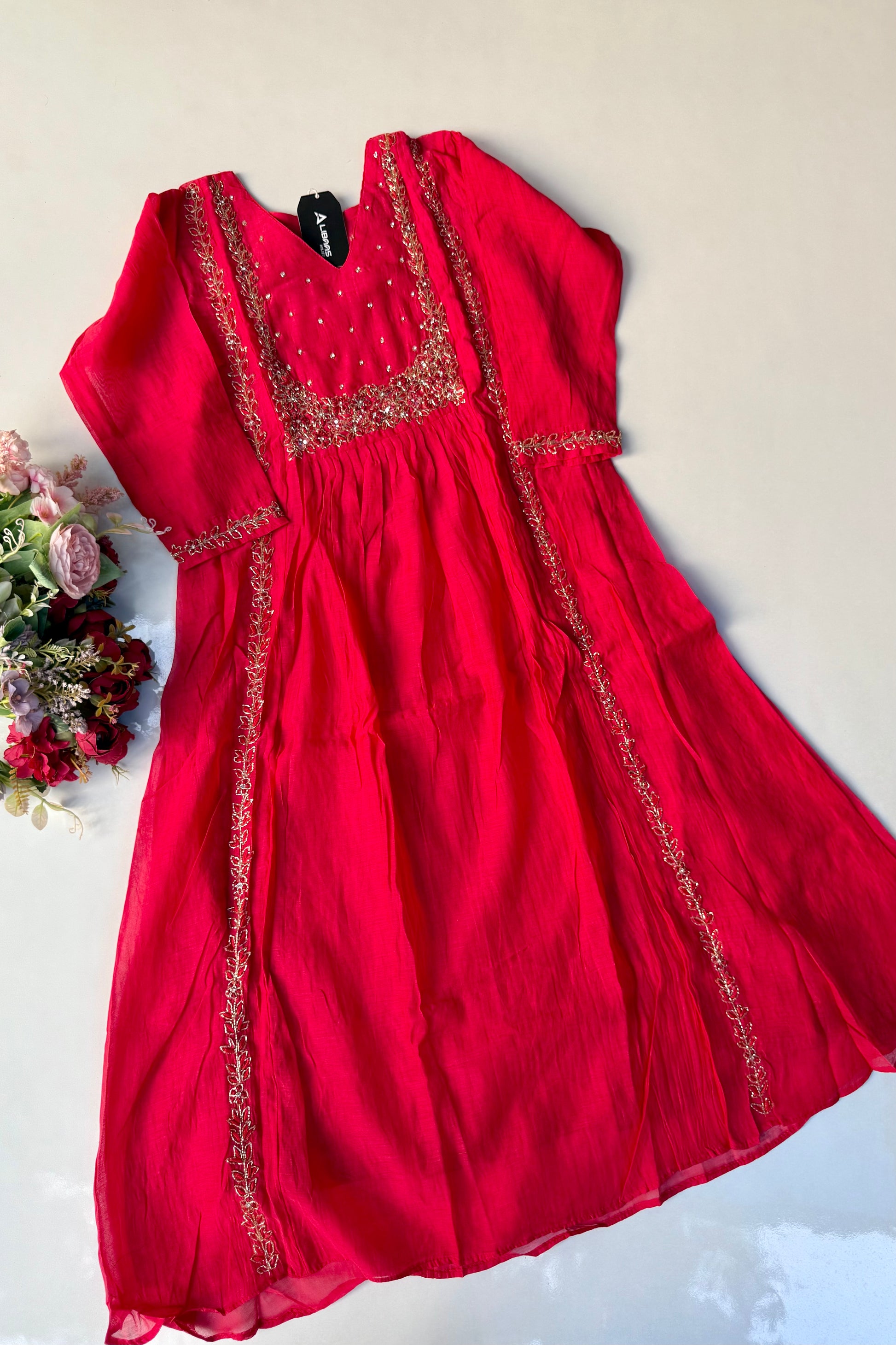 “Ayza” Premium Green Mul Chanderi A Line Suit set 🛍️