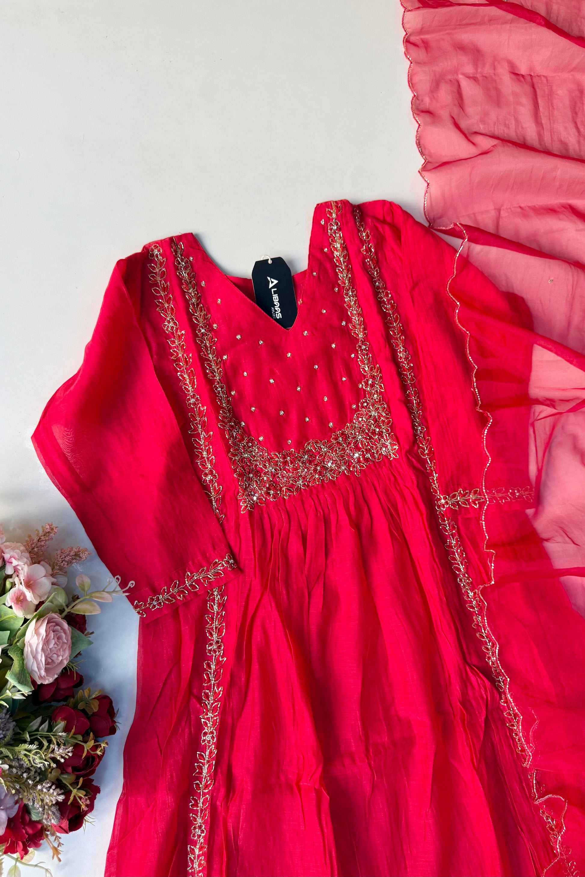 “Ayza” Premium Green Mul Chanderi A Line Suit set 🛍️