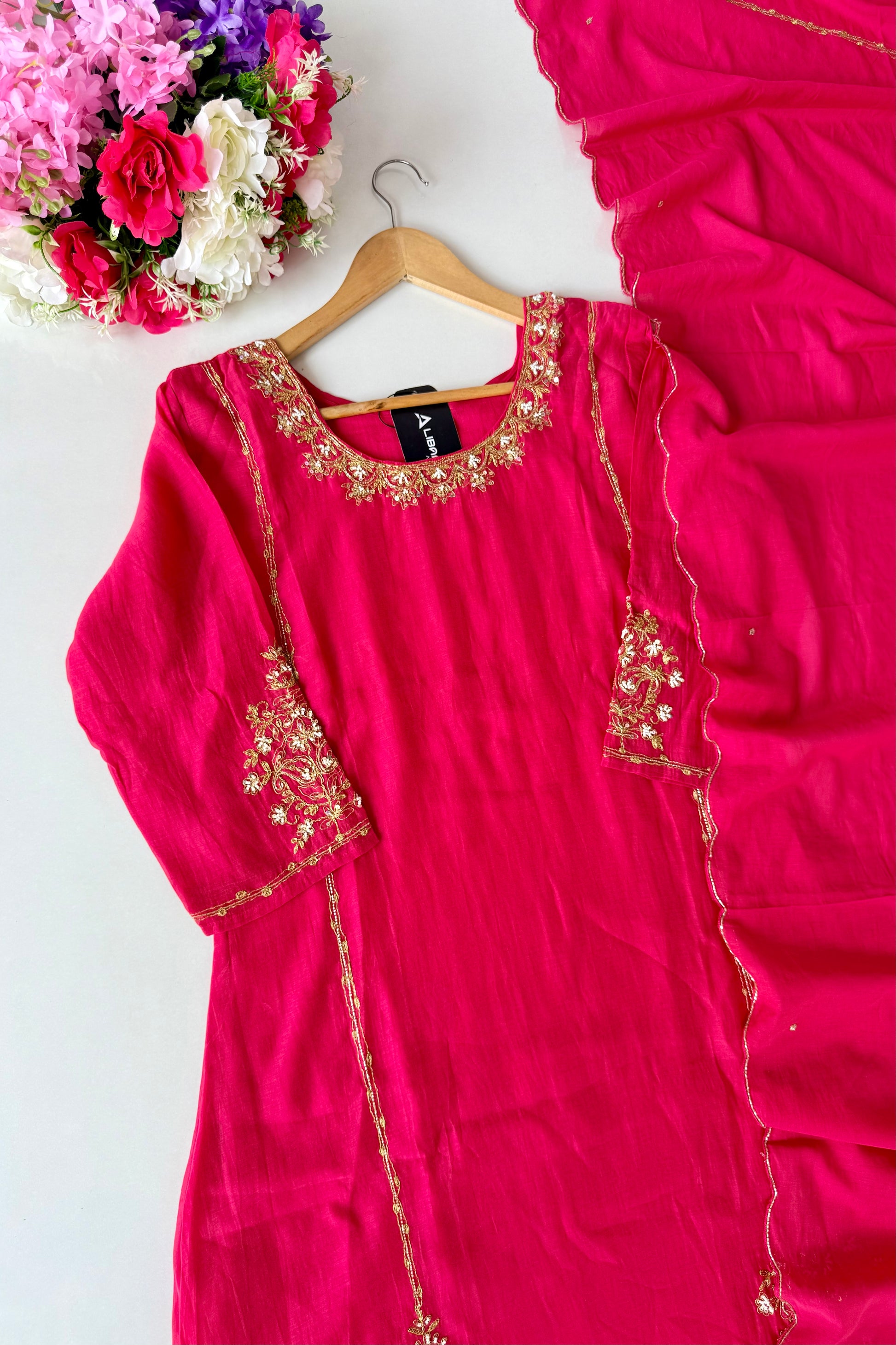 💕”Nayra – Premium Mul Chanderi A-Line Kurta Set