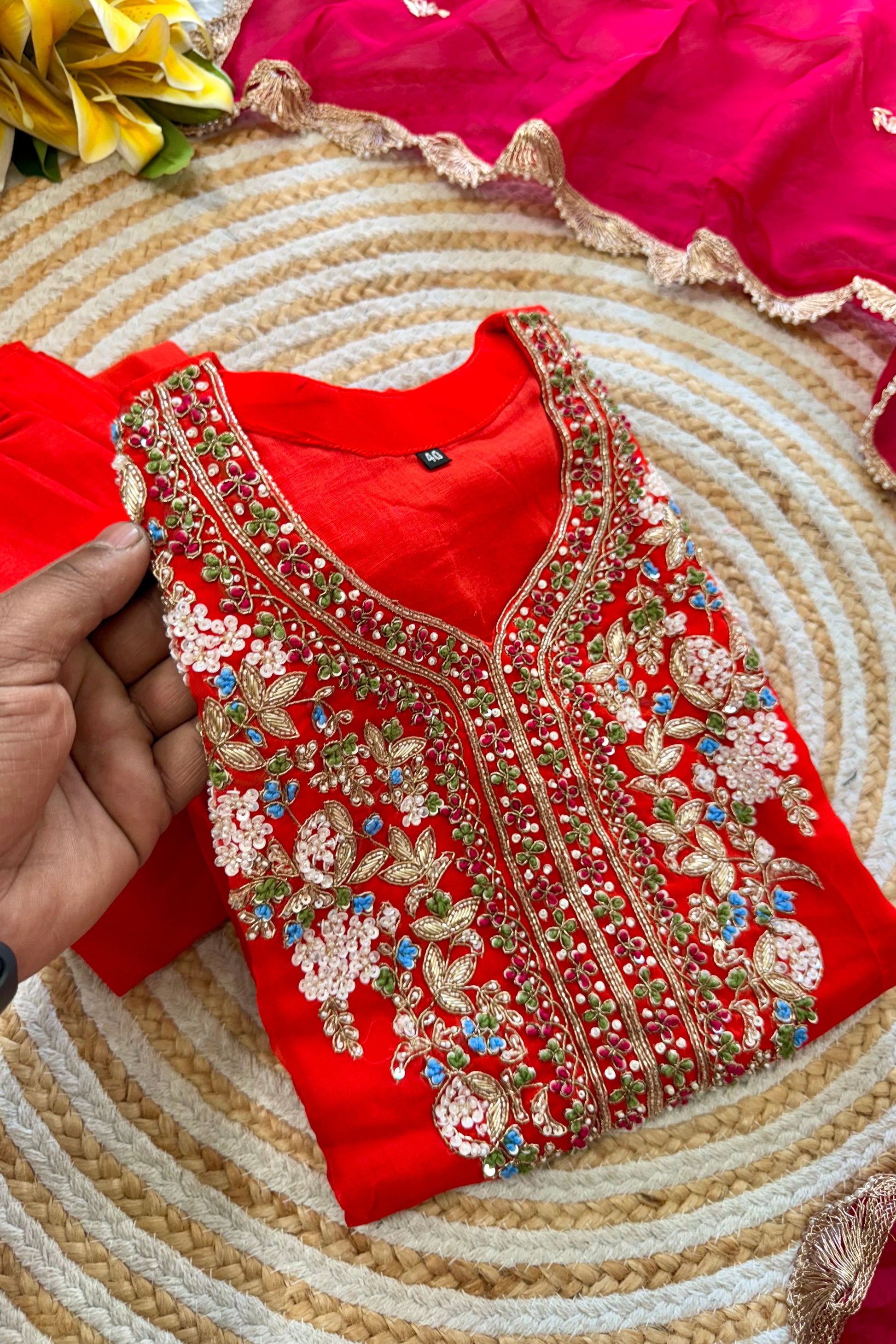 “PANKHURI” Heavy handwork Viscose organza plazzo set