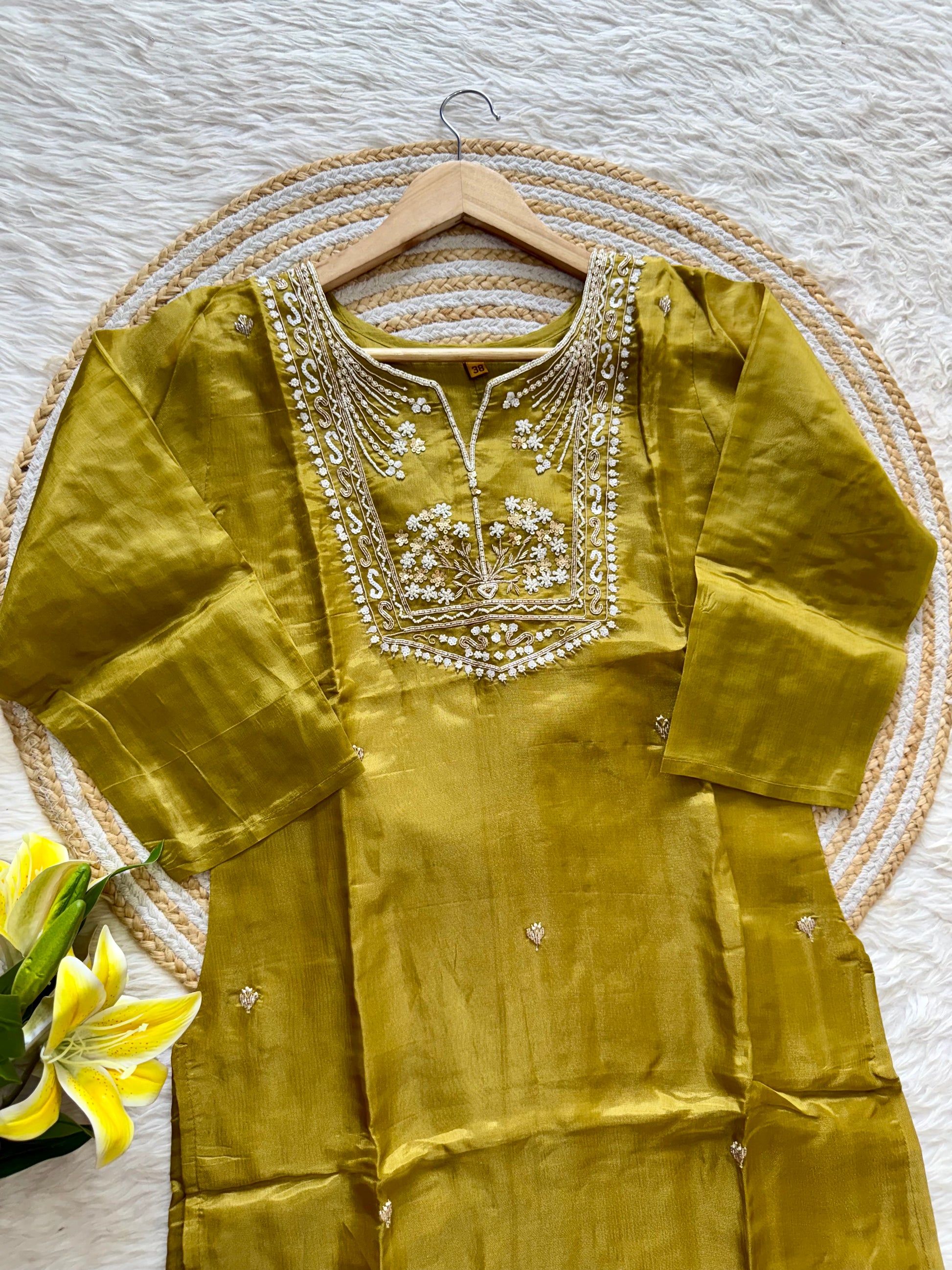 “Shama” Beautiful party wear Tissue silk kurta set