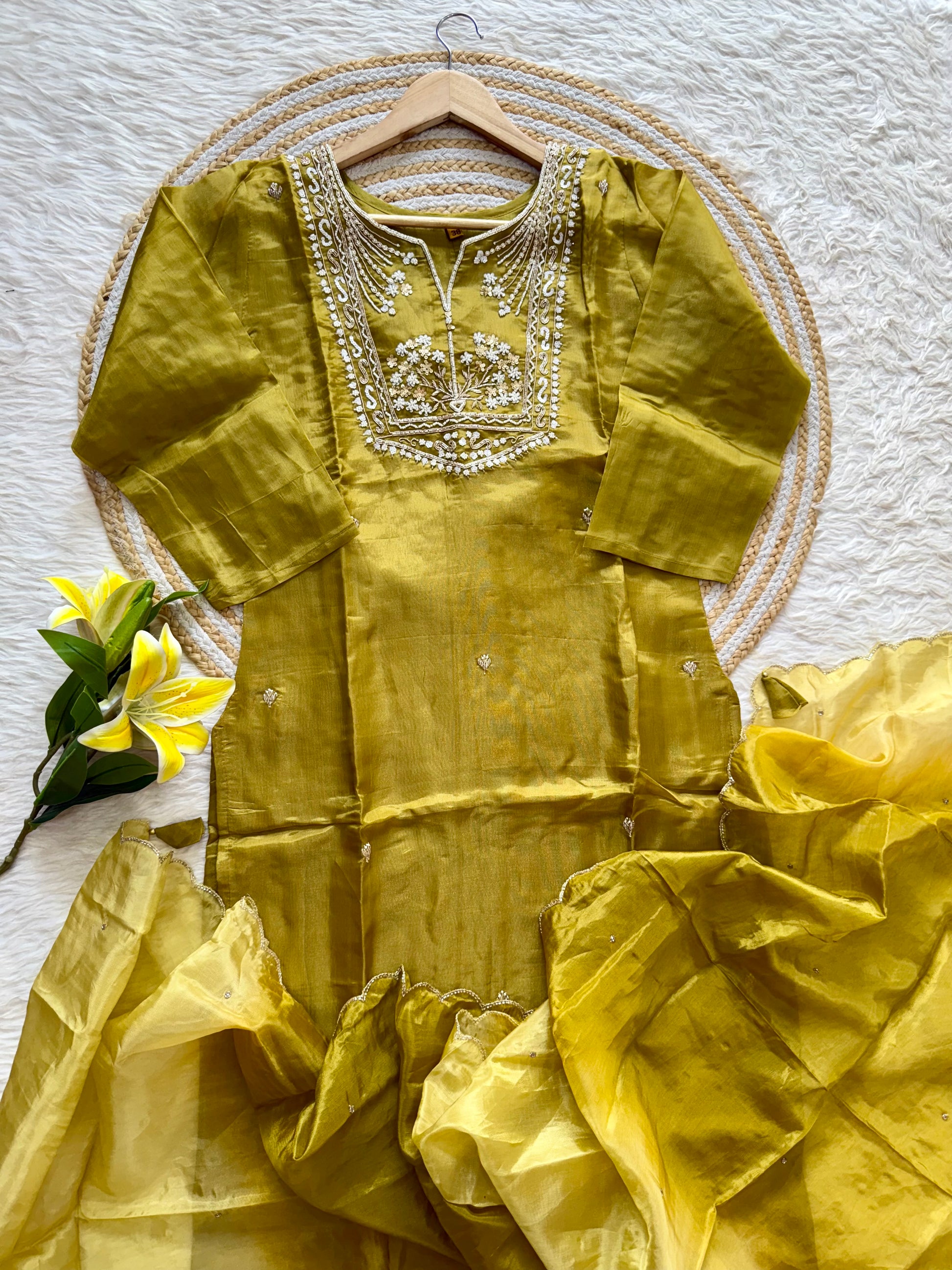 “Shama” Beautiful party wear Tissue silk kurta set