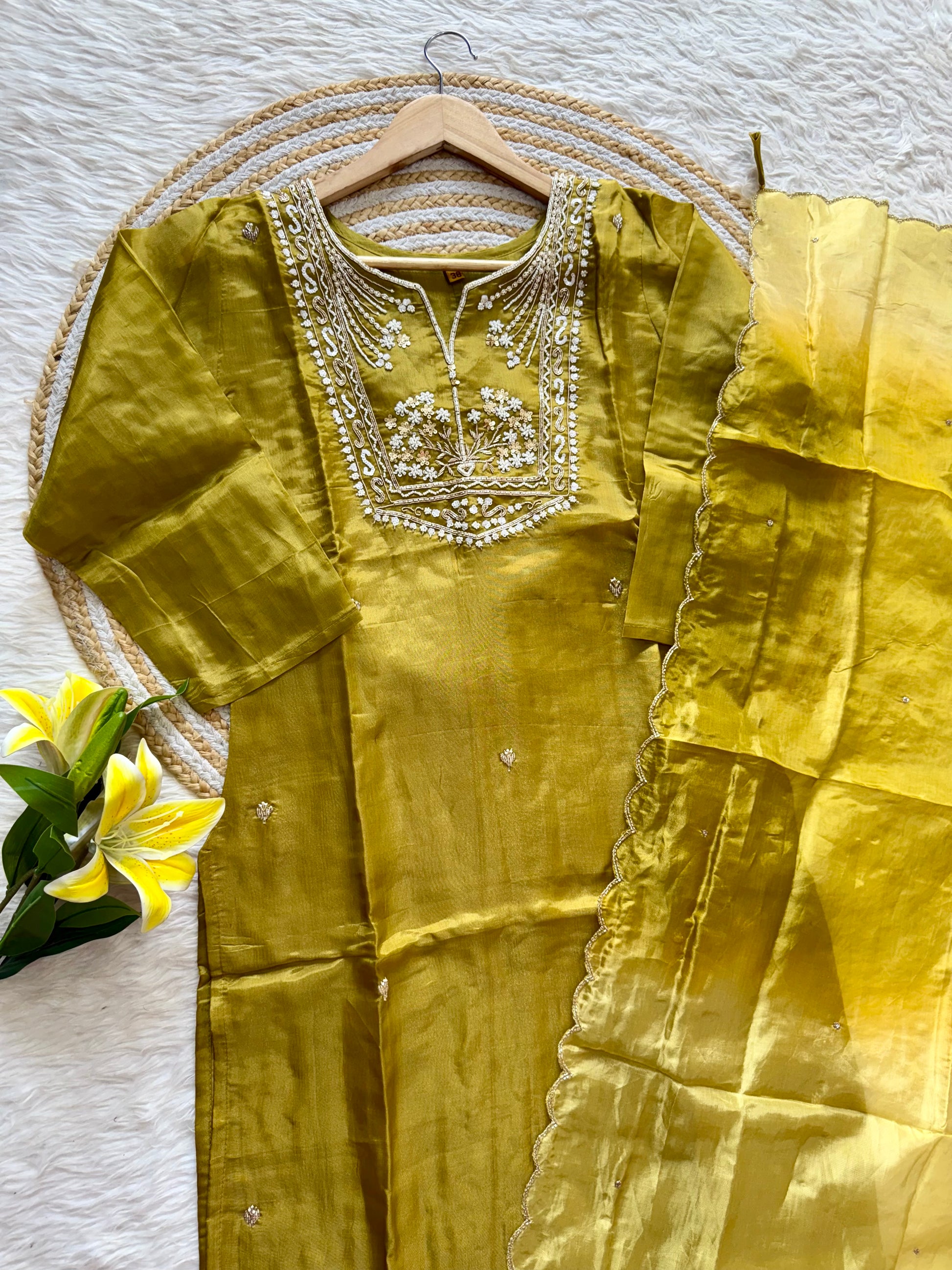 “Shama” Beautiful party wear Tissue silk kurta set