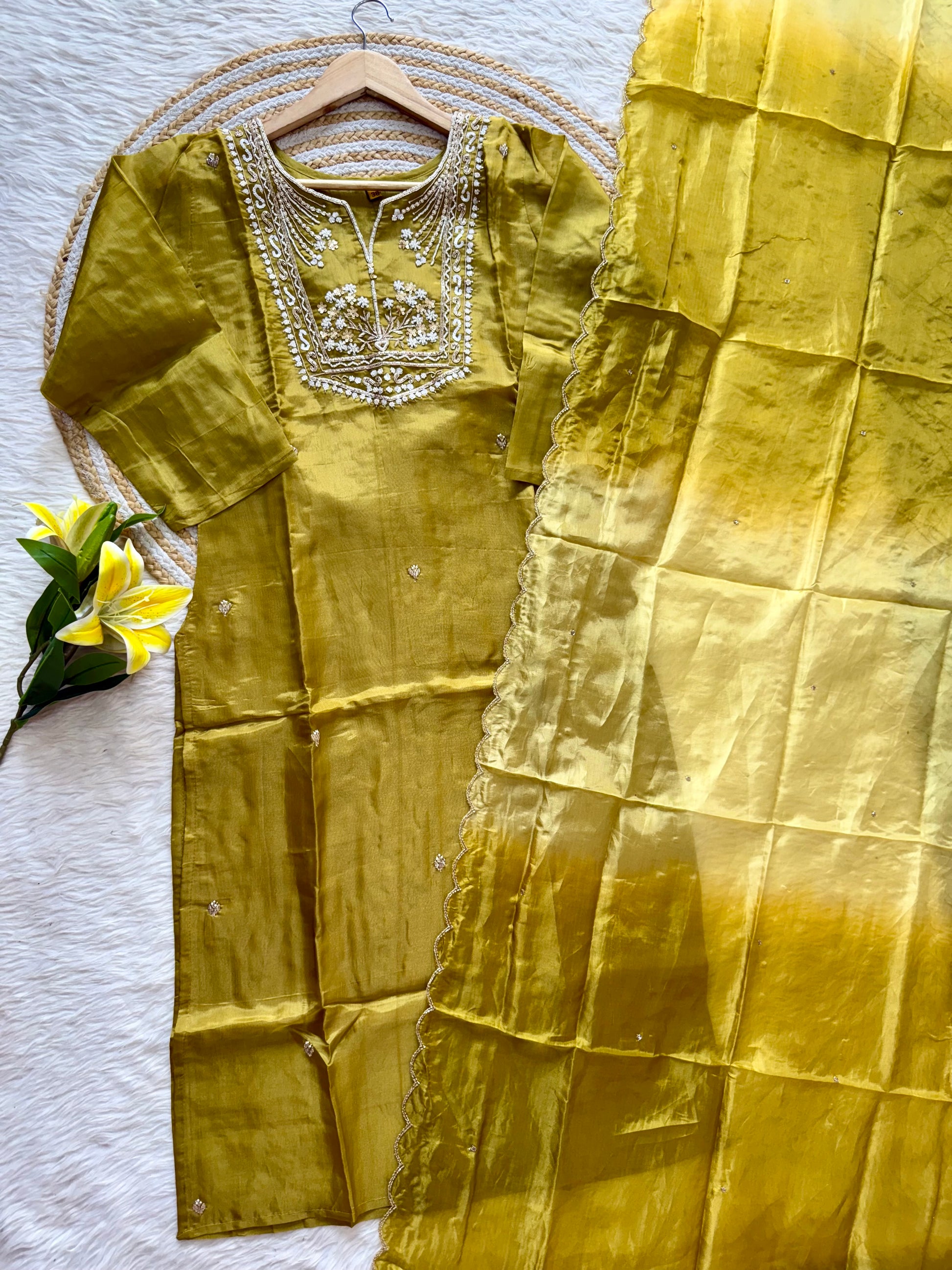“Shama” Beautiful party wear Tissue silk kurta set