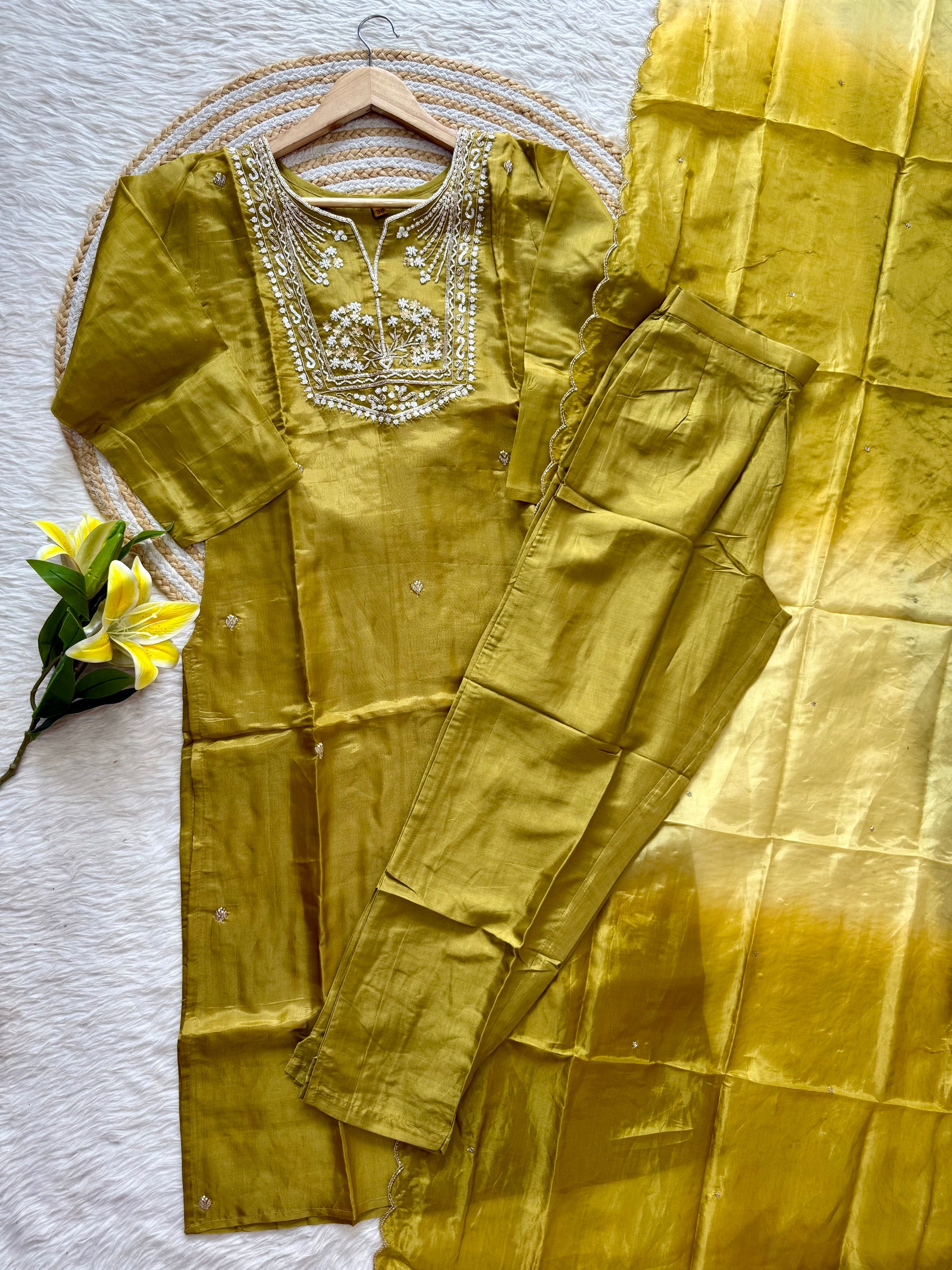 “Shama” Beautiful party wear Tissue silk kurta set