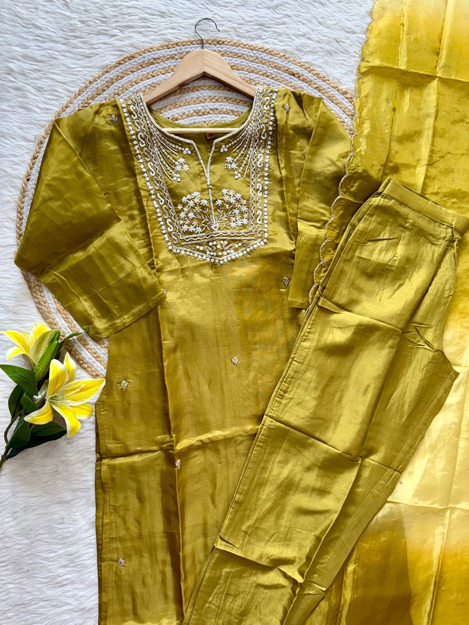 “Shama” Beautiful party wear Tissue silk kurta set
