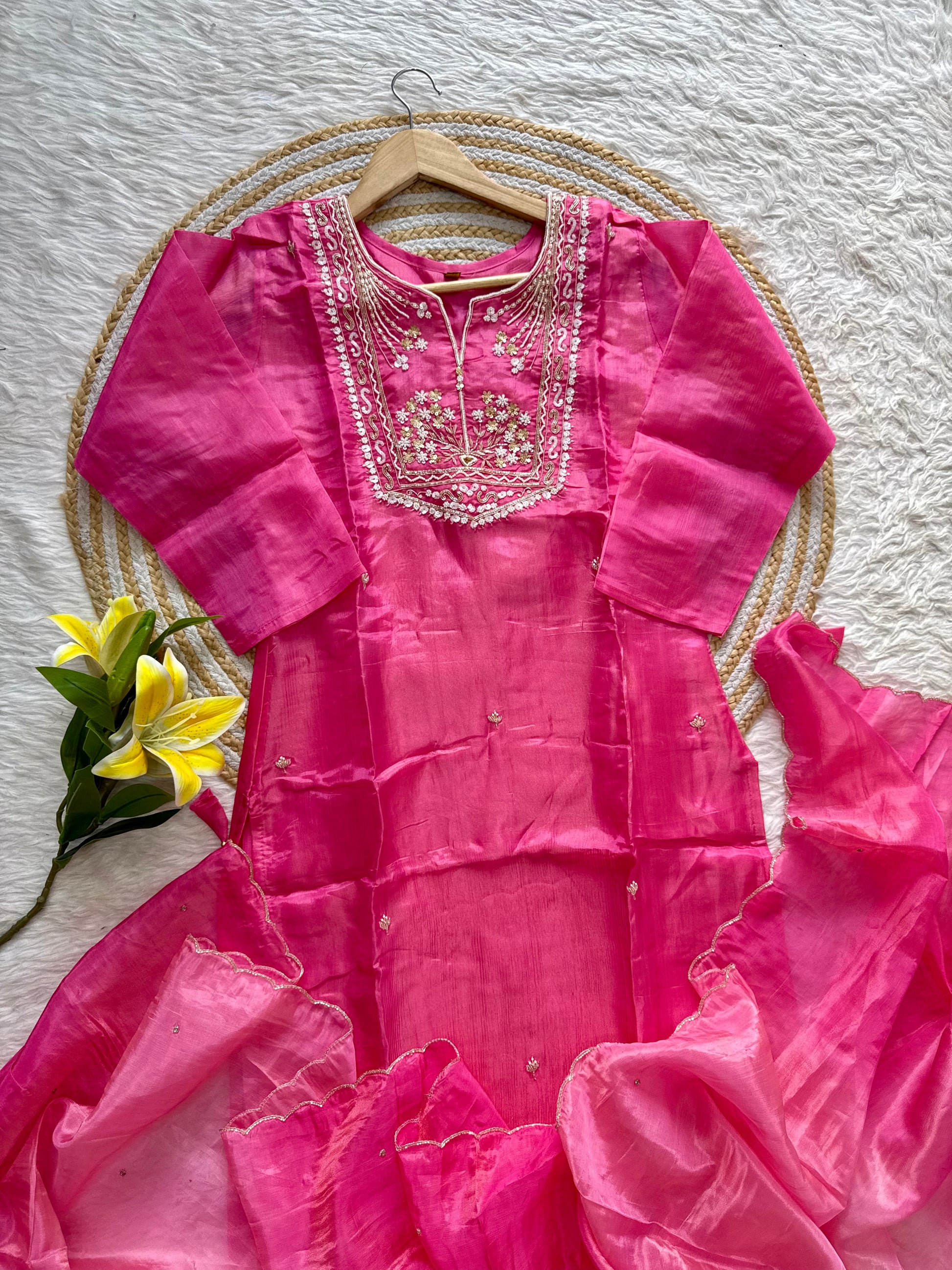 “Shama” Beautiful party wear Tissue silk kurta set