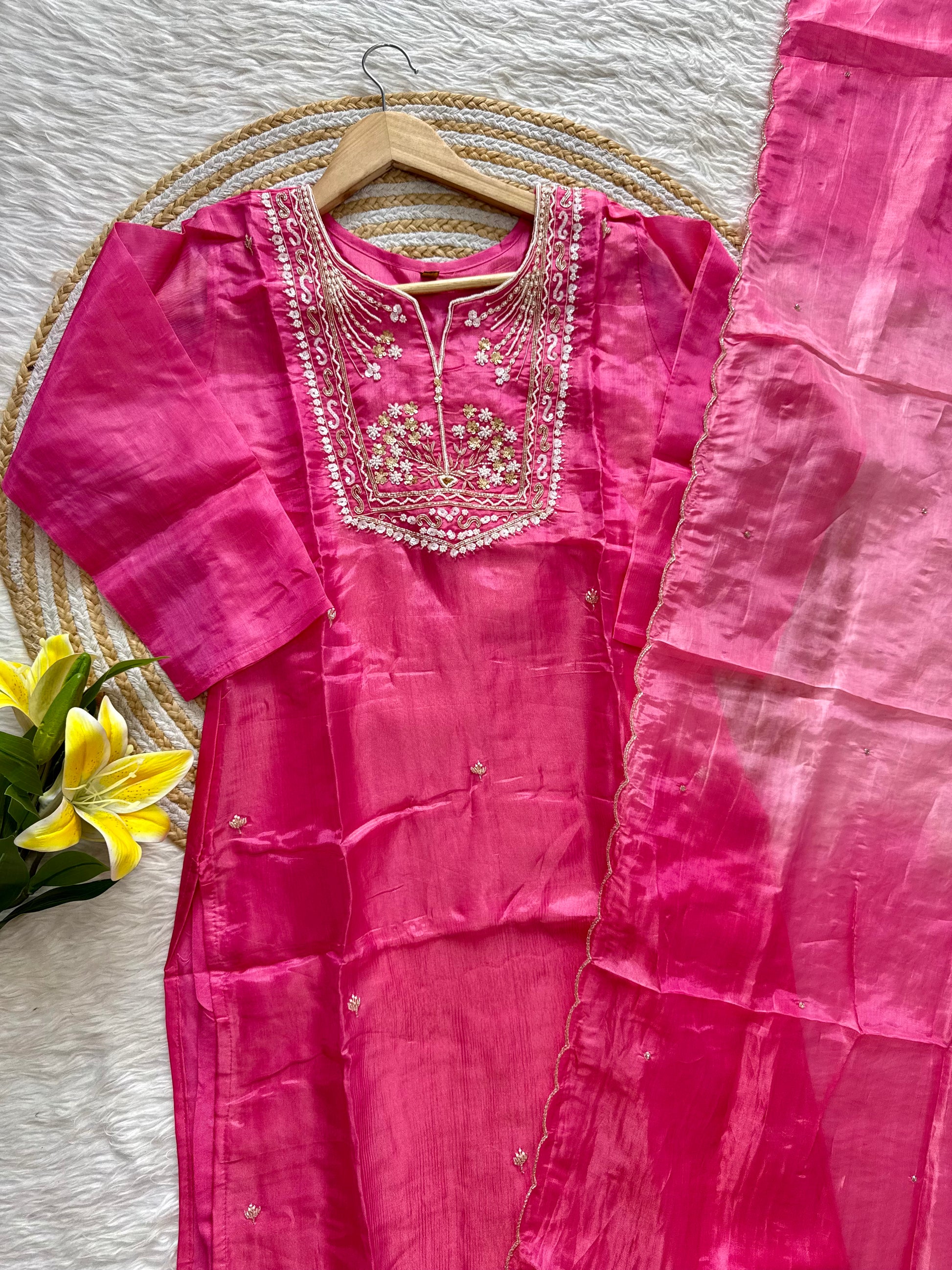 “Shama” Beautiful party wear Tissue silk kurta set